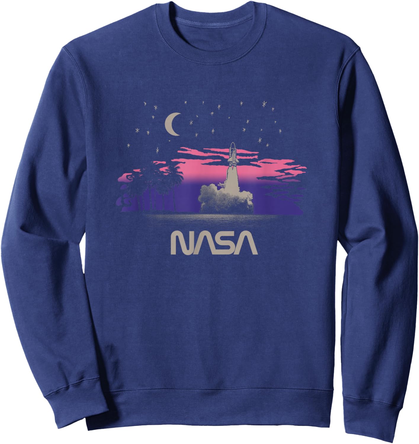 NASA Pink and Purple Sunset Space Shuttle Launch Science Sweatshirt - Sweatshirt | Navy