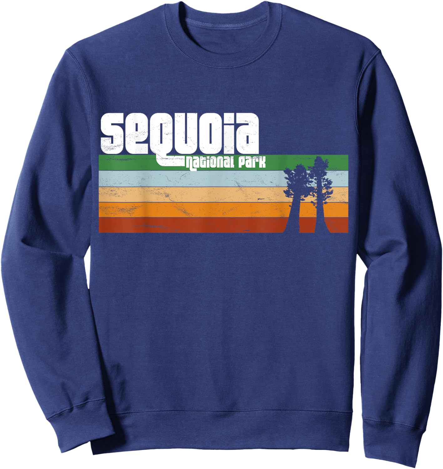 Retro Sequoia National Park California CA Sweatshirt - Sweatshirt | Navy