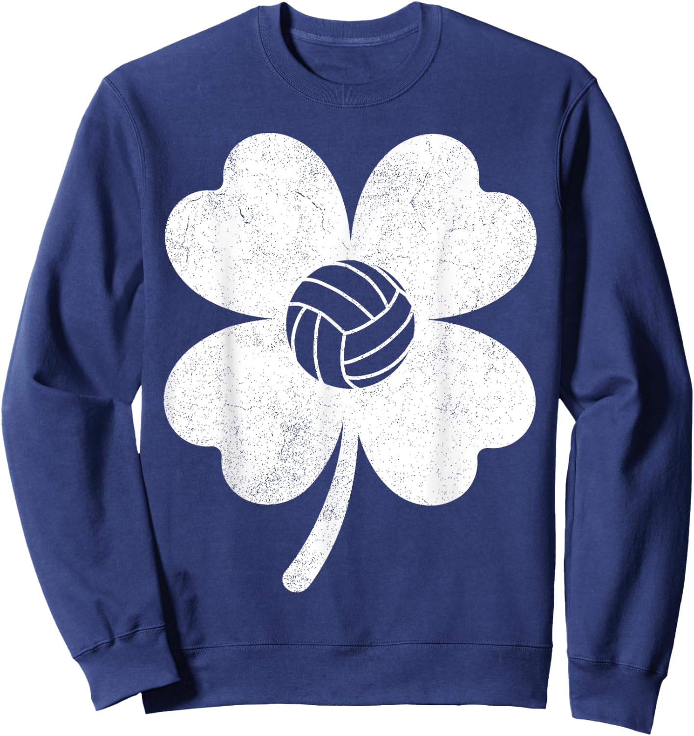 Volleyball St Patrick Day Clover Shamrock Boys Girls Player Sweatshirt - Sweatshirt | Navy