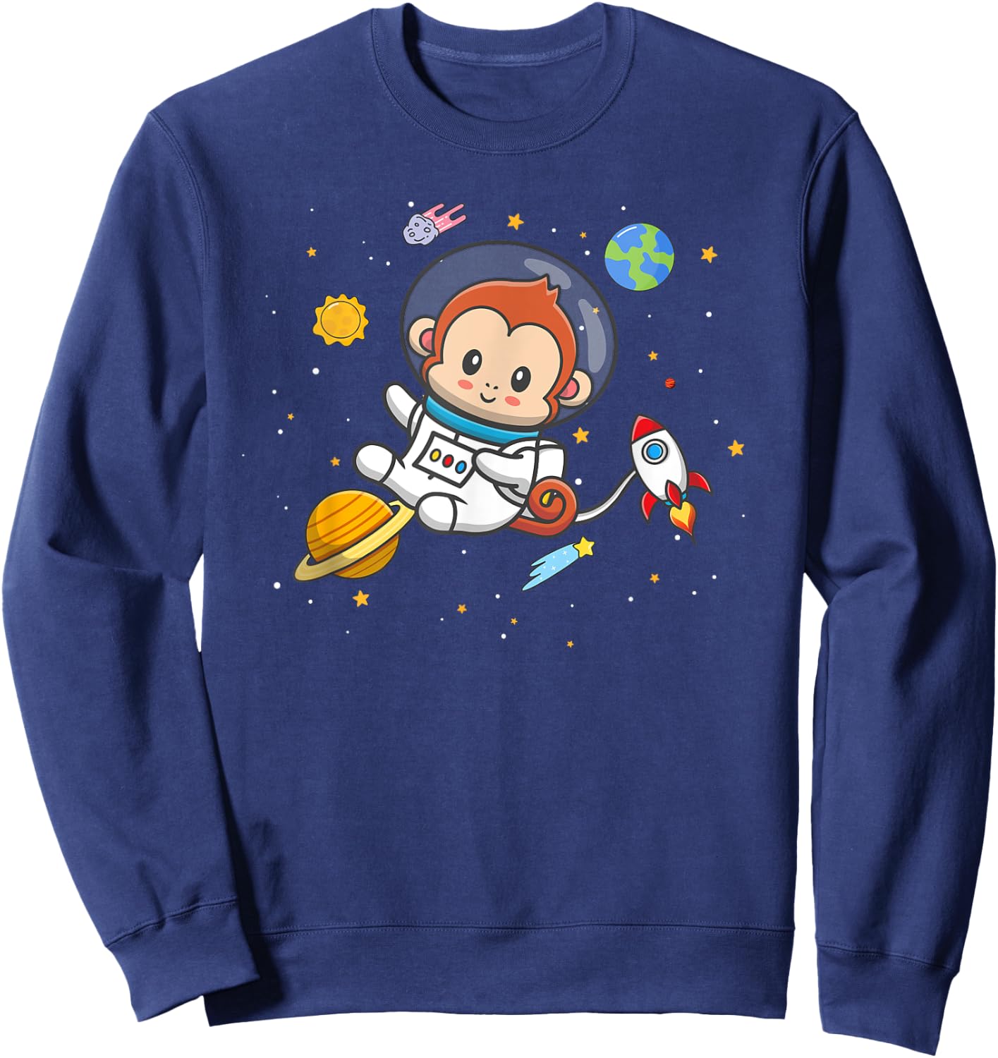 Cute Space Kids Pet Chimpanzee Monkey Lover Sweatshirt - Sweatshirt | Navy