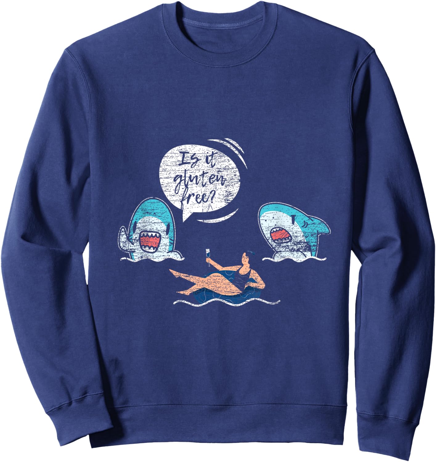 Funny Sharks Gluten Free Sweatshirt - Sweatshirt | Navy