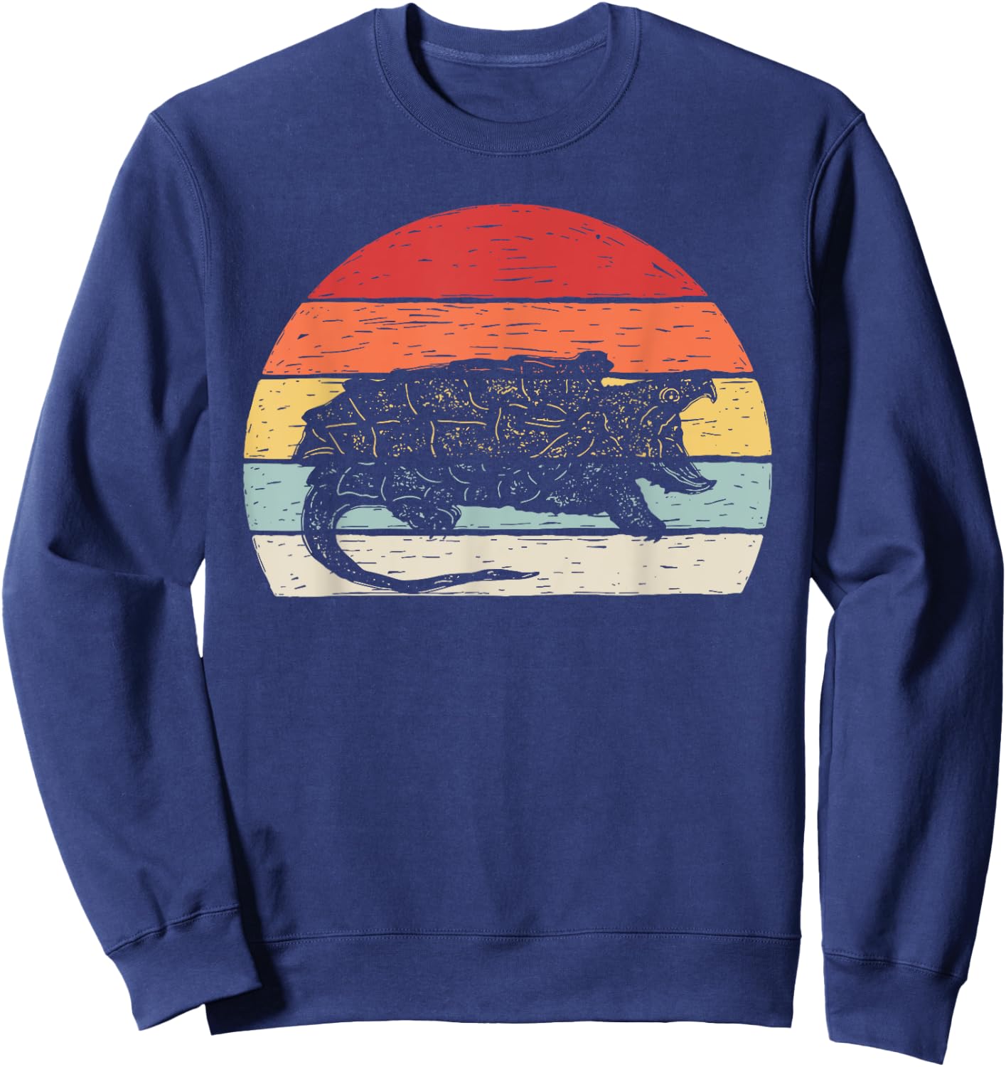 Catch Some Rays Vintage Retro Snapping Turtle Sweatshirt - Sweatshirt | Navy
