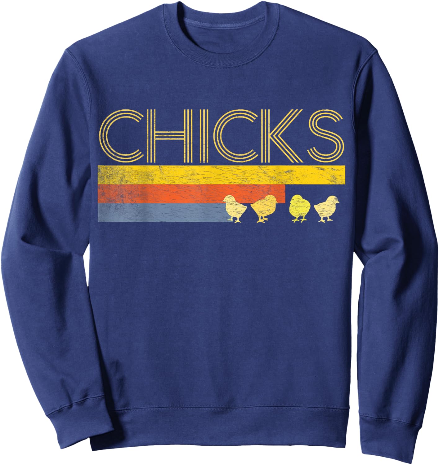 Funny Retro Striped Easter Chicks Shirt Chick Baby Chicken Sweatshirt - Sweatshirt | Navy