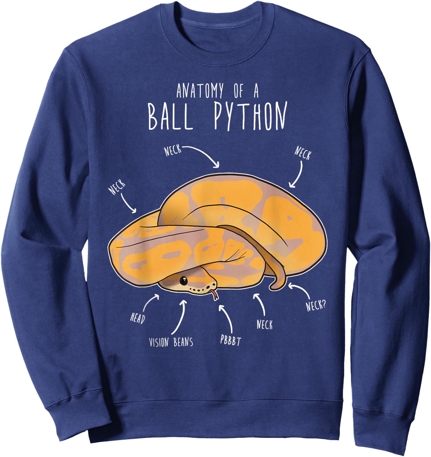 Anatomy of a Banana Ball Python, Funny Reptile Snake Lover Sweatshirt - Sweatshirt | Navy