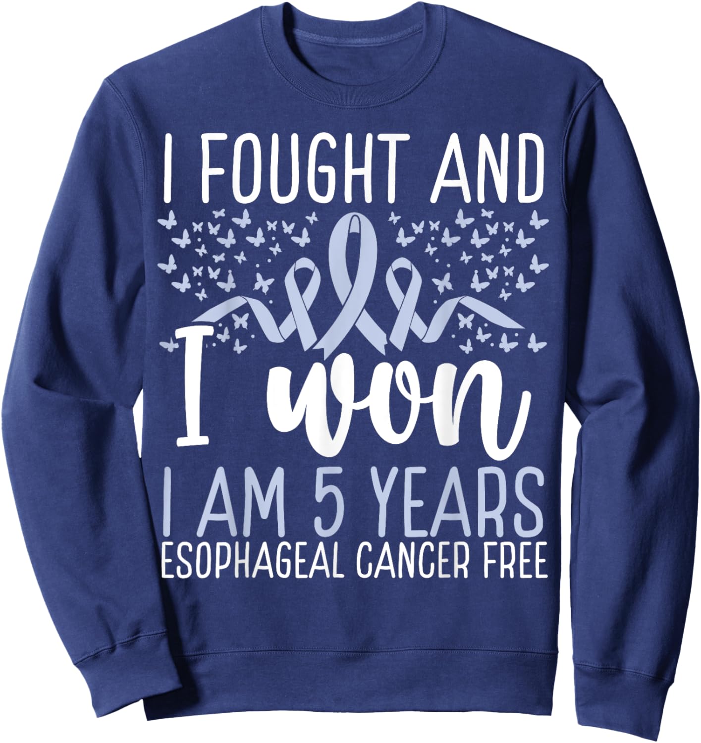 5 Years Cancer Free Survivor Esophageal Cancer Awareness Sweatshirt - Sweatshirt | Navy