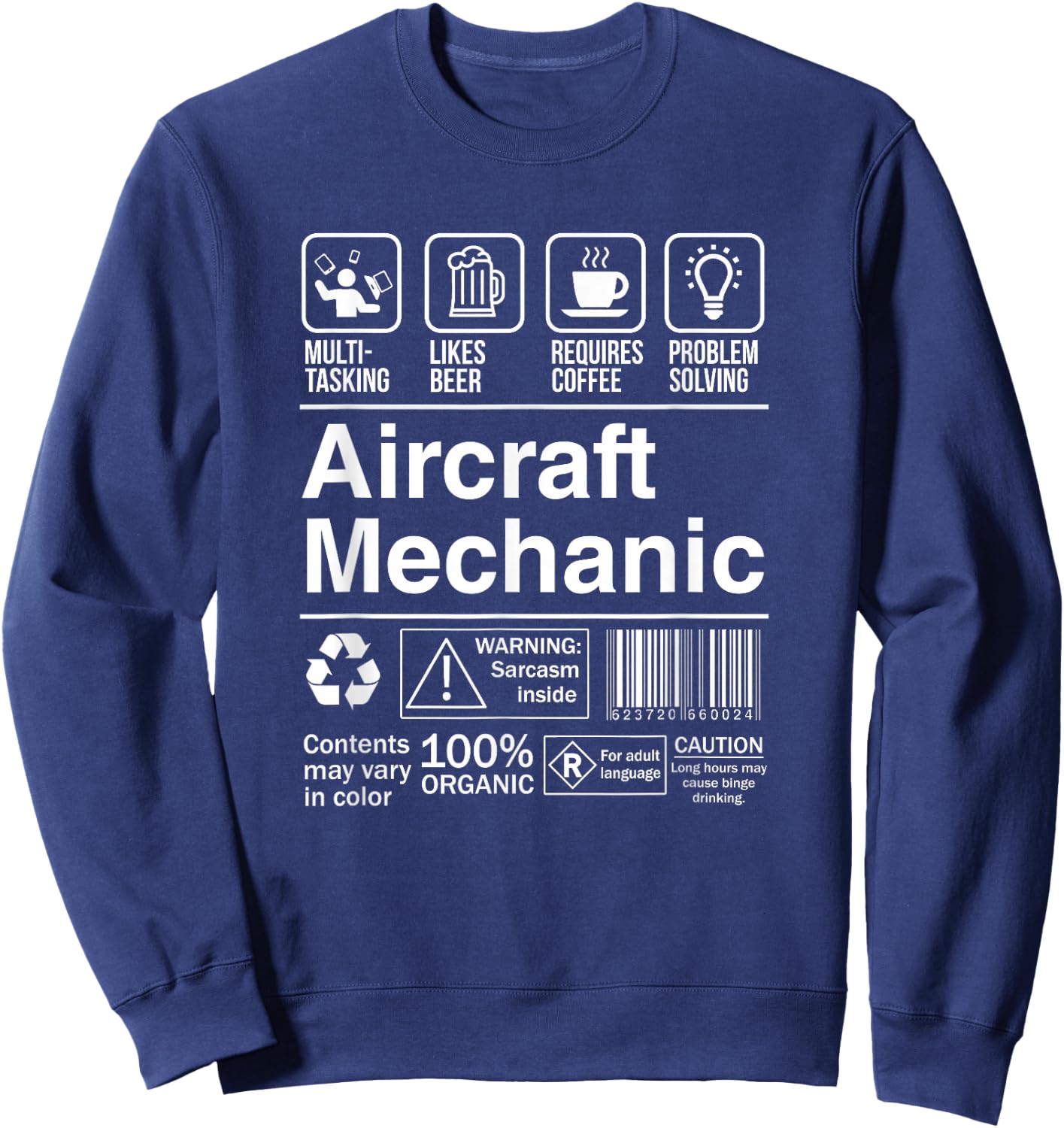Aircraft Mechanic Product Label Funny Gift Sweatshirt - Sweatshirt | Navy