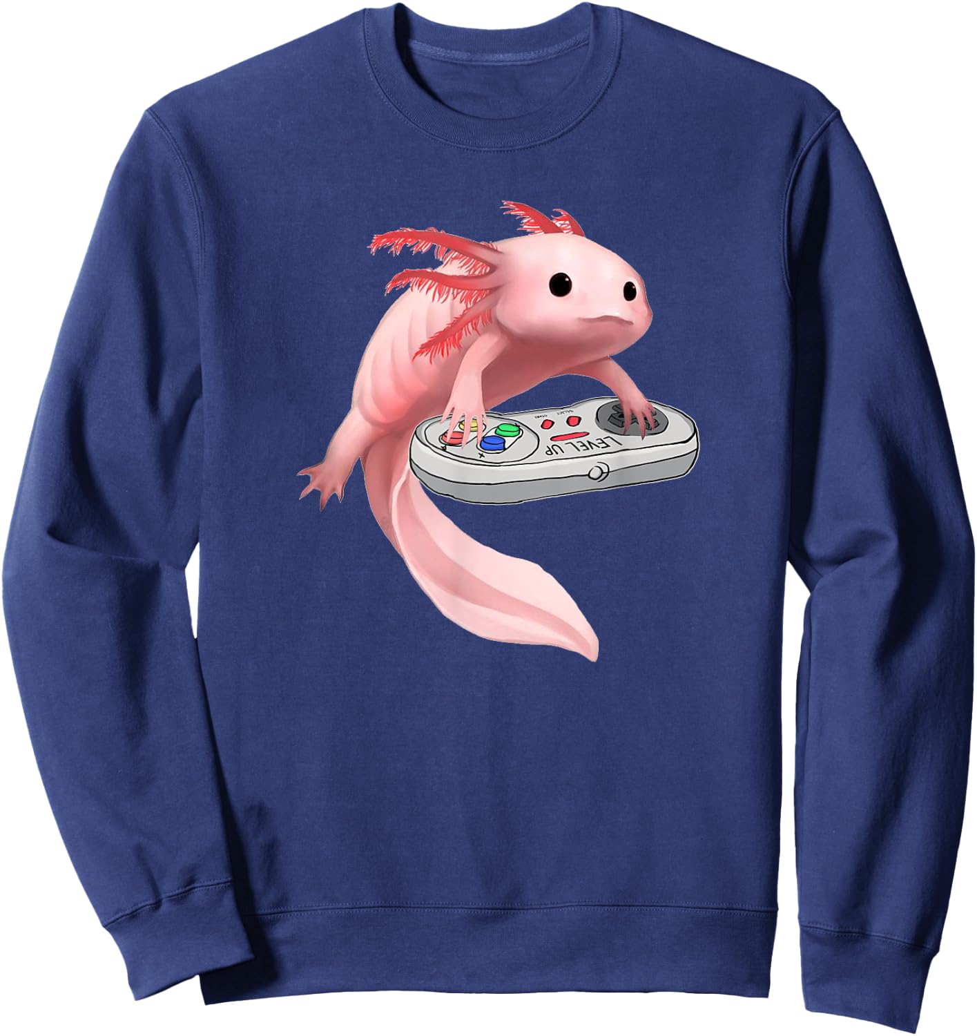 Axolotl Fish Playing Video Game White-Axolotl Lizard Gamers Sweatshirt - Sweatshirt | Navy