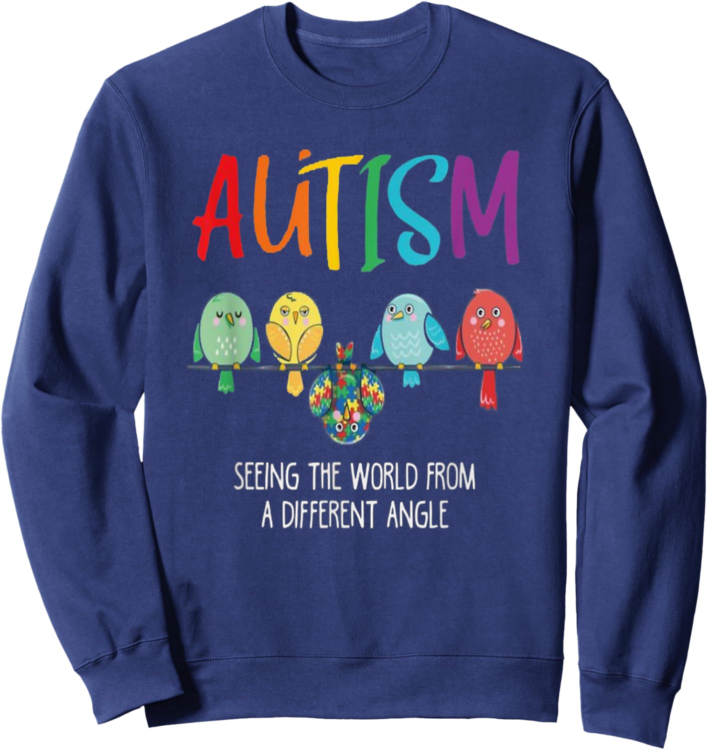 Autism Awareness Cute Owl Color Puzzles autism kids Sweatshirt - Sweatshirt | Navy