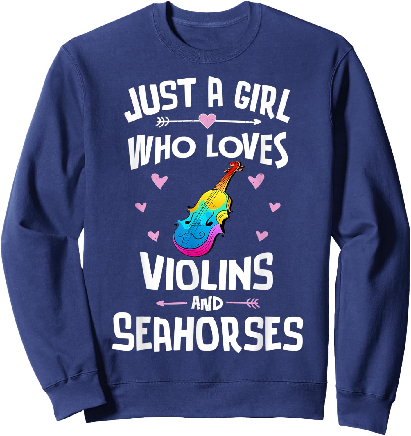 Violins And Seahorses Gifts for Girls Women Sweatshirt - Sweatshirt | Navy
