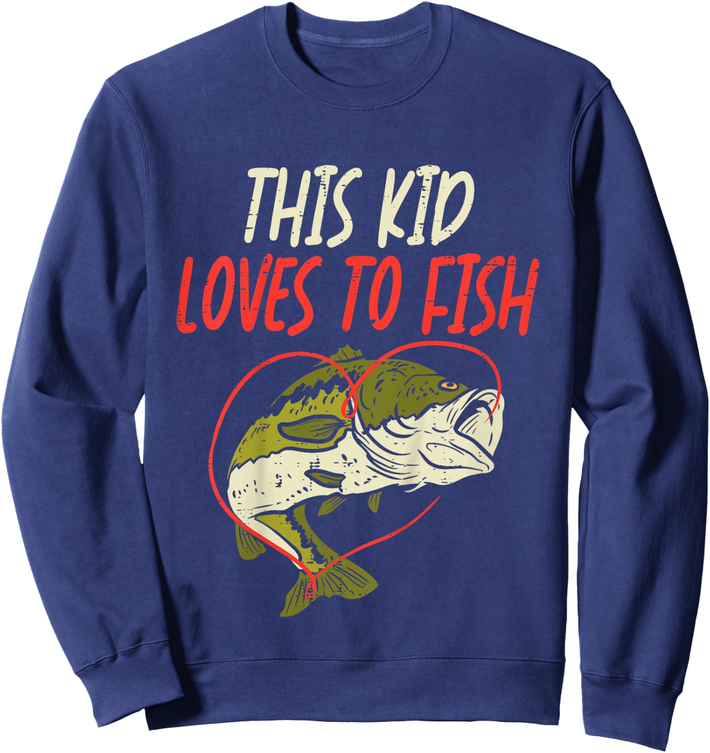 This Kid Loves To Fish Bass Fishing Family Matching Gift Sweatshirt - Sweatshirt | Navy