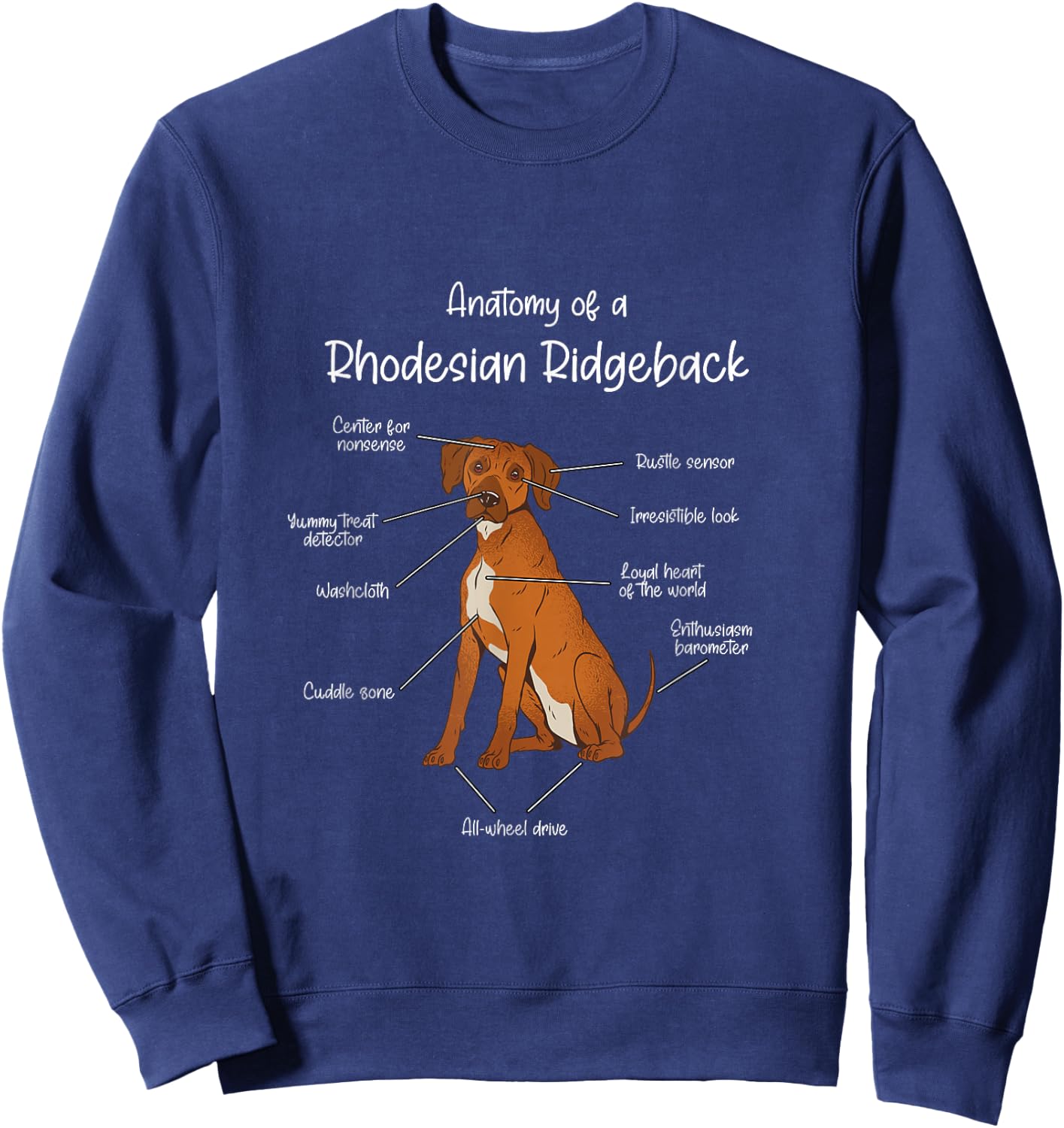 Anatomy of a Rhodesian Ridgeback | Dog Rhodesian Ridgeback Sweatshirt - Sweatshirt | Navy