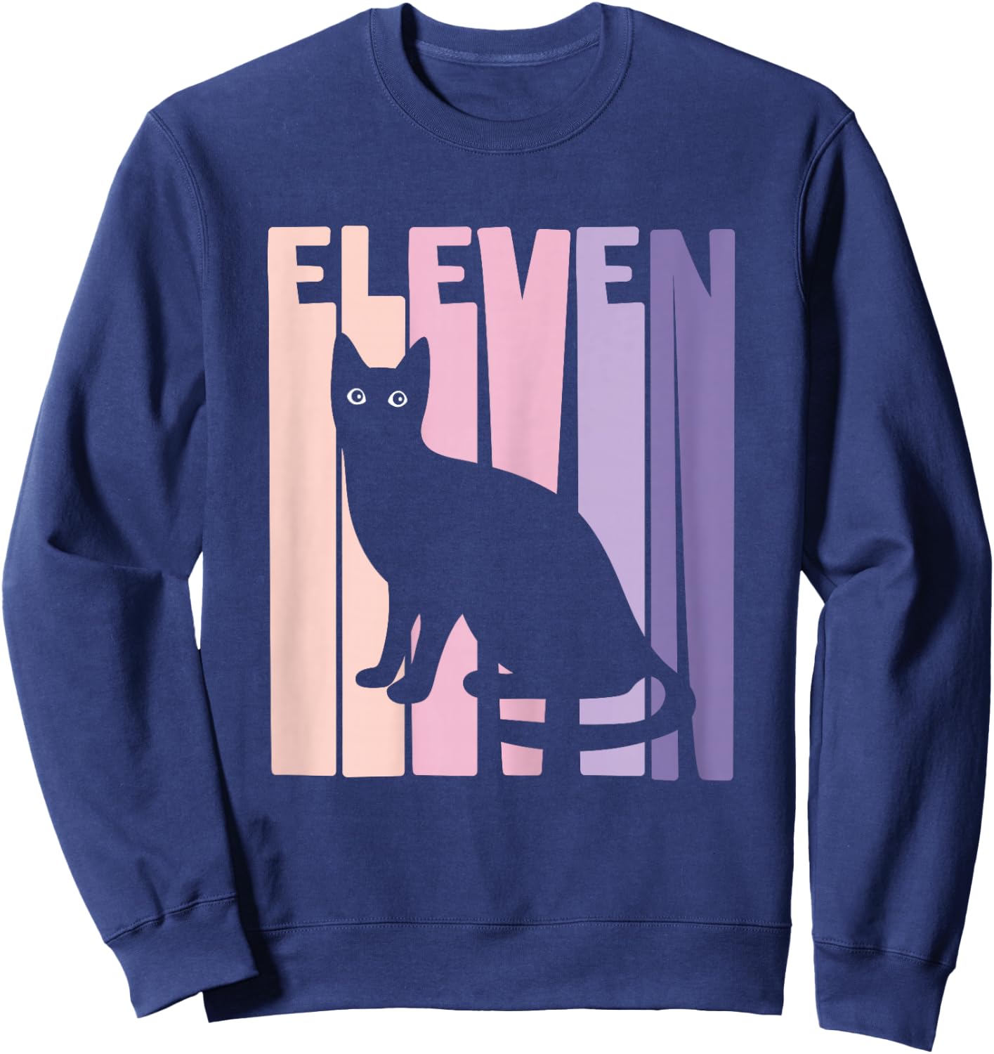 11th Birthday Gift Cute Cat Fan 11 Years old for Girls Sweatshirt - Sweatshirt | Navy