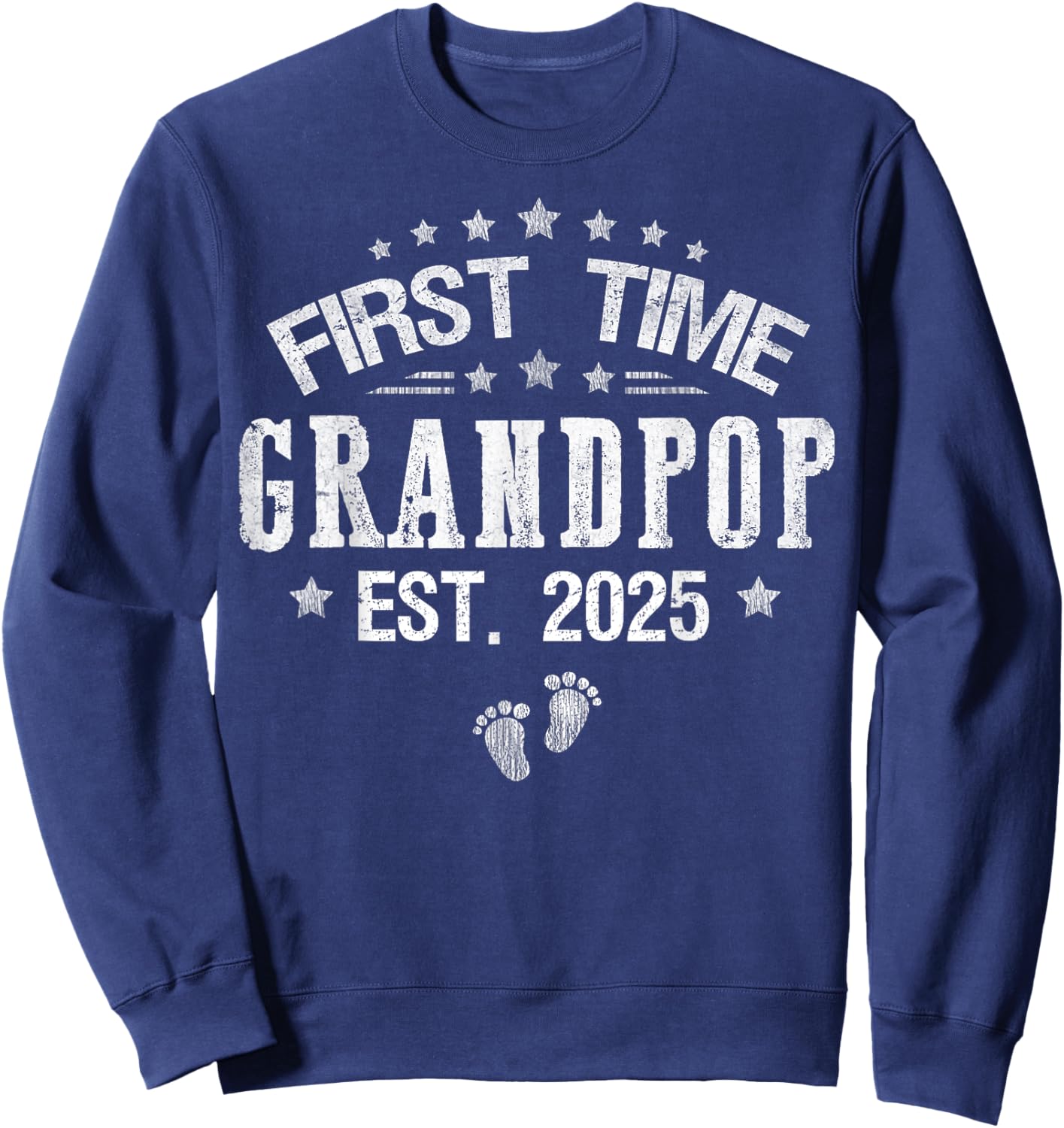 First time Grandpop est.2025 Father's Day Promoted To Papa Sweatshirt - Sweatshirt | Navy