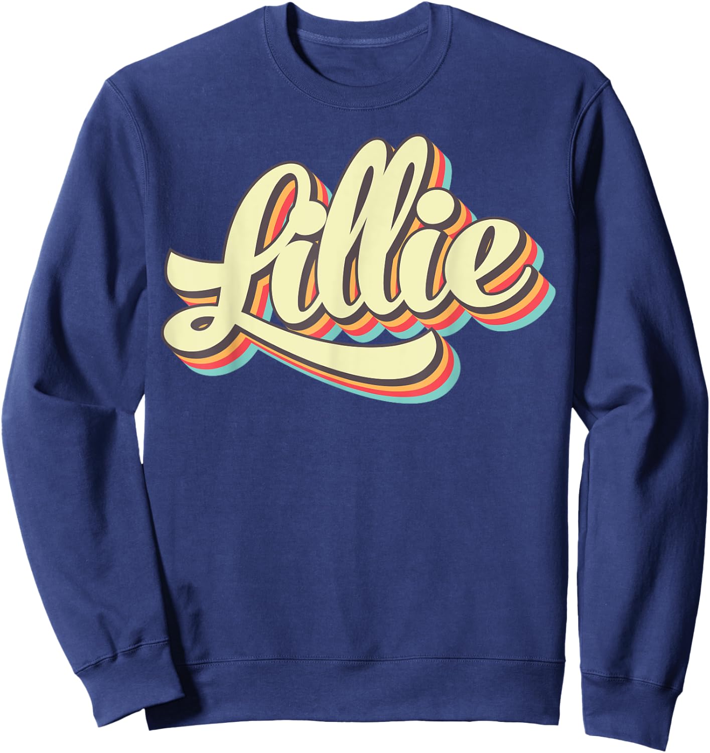 Lillie Retro Art Baseball Font Vintage Sweatshirt - Sweatshirt | Navy