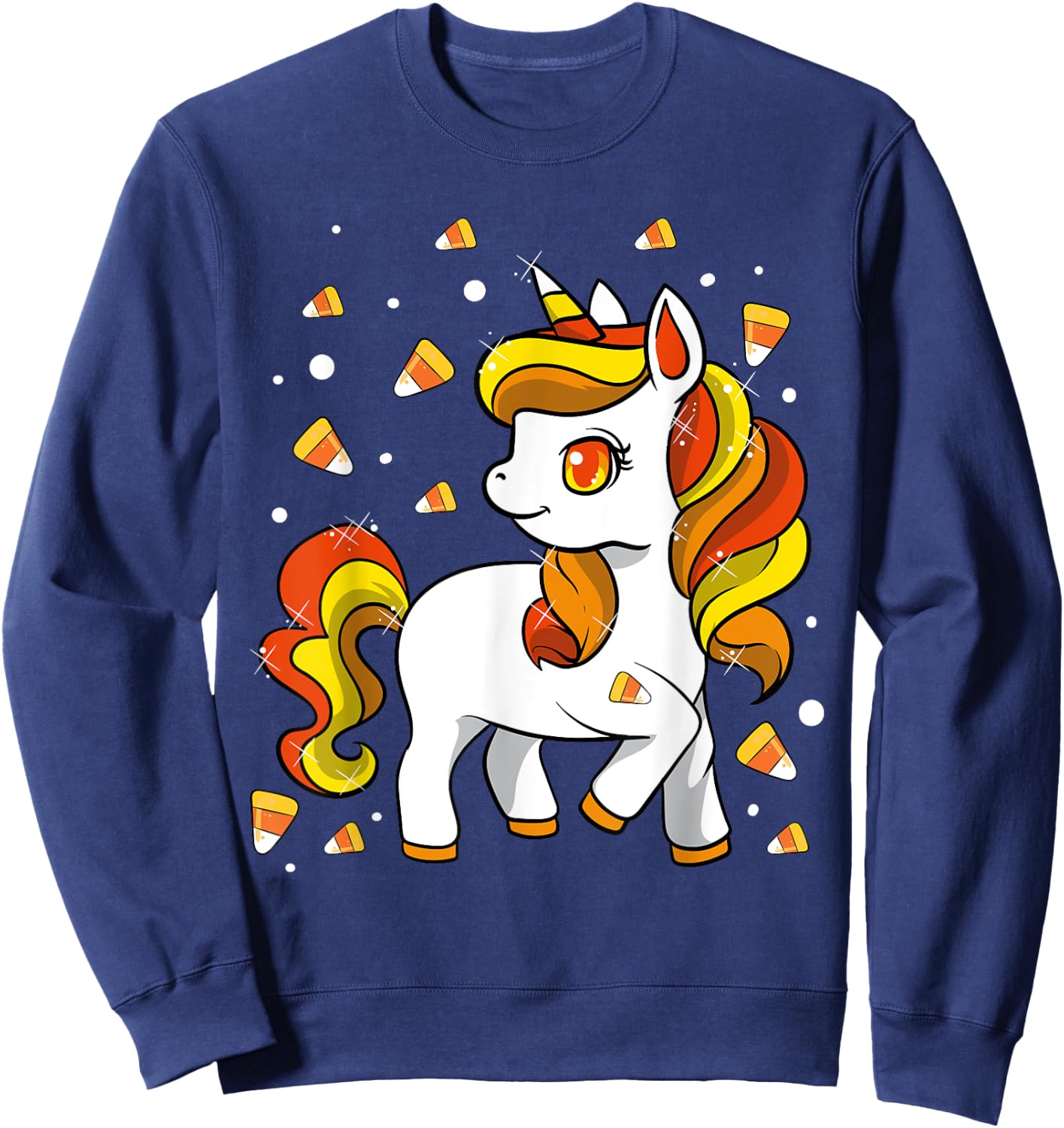 Kids Unicorn Candy Corn Shirt Girls Halloween Sweatshirt - Sweatshirt | Navy