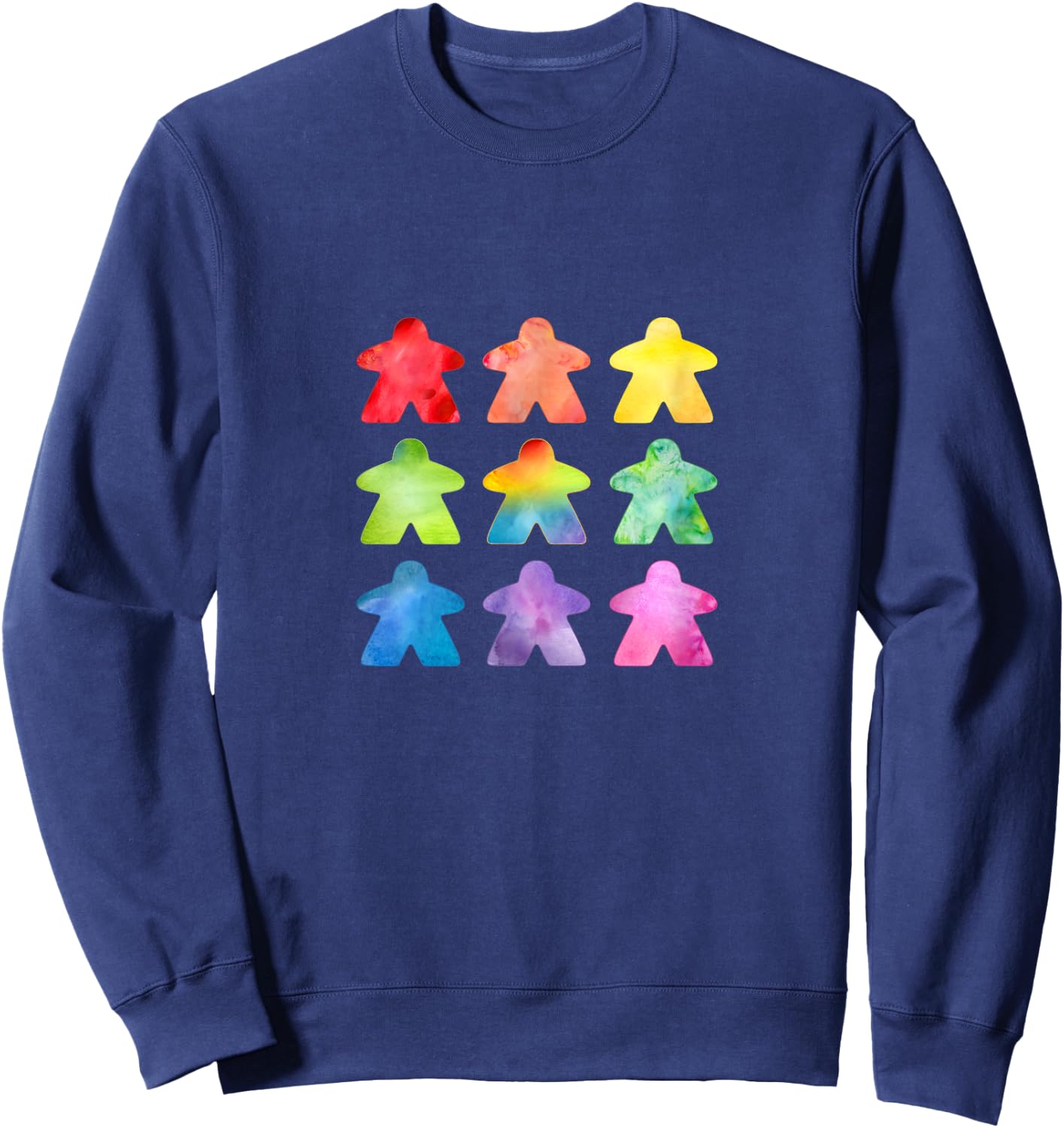 The Watercolor Meeple | Great Gift board game geeks Sweatshirt - Sweatshirt | Navy