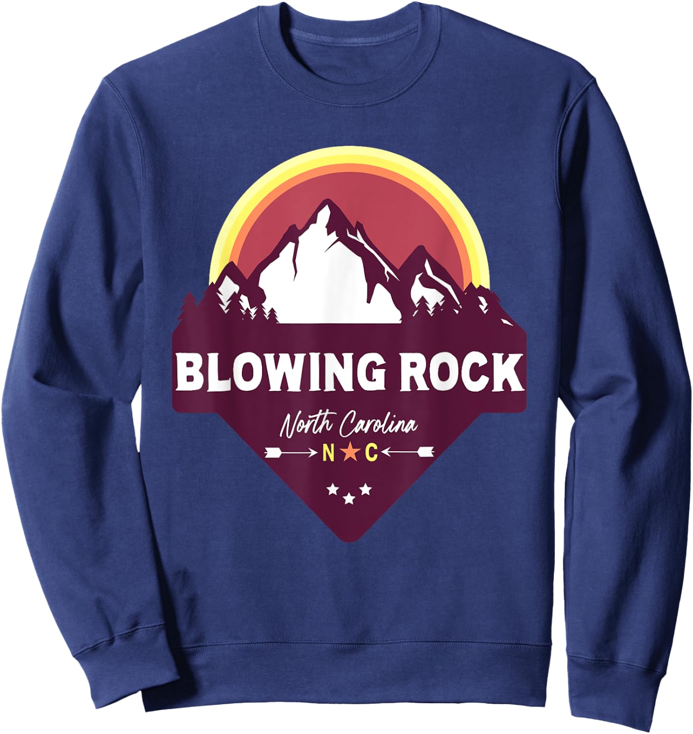 Retro Blowing Rock North Carolina NC Blue Ridge Mountains Sweatshirt - Sweatshirt | Navy