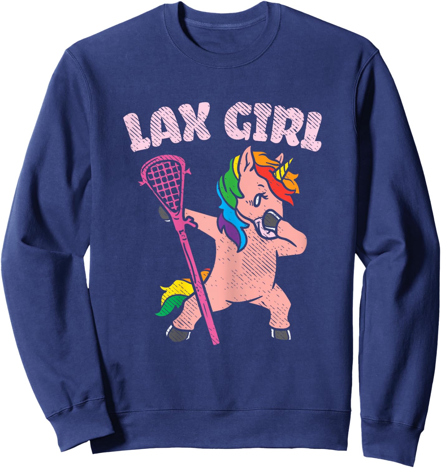 Lax Girl Unicorn Cute Animal Lacrosse Player Team Women Gift Sweatshirt - Sweatshirt | Navy