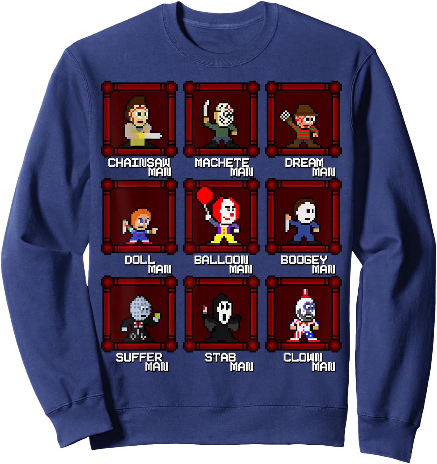 Choose Your Slasher 8-Bit Retro Horror Game Sweatshirt - Sweatshirt | Navy