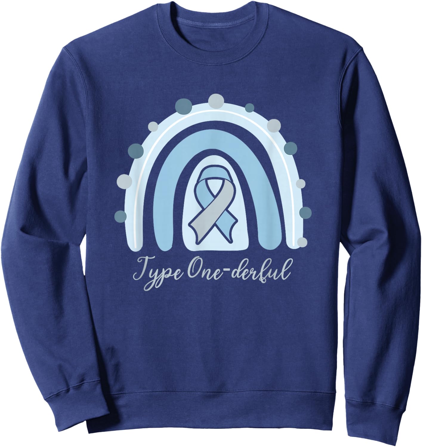 Type 1 Diabetes T1D Awareness One-Derful Nordic Rainbow Gift Sweatshirt - Sweatshirt | Navy