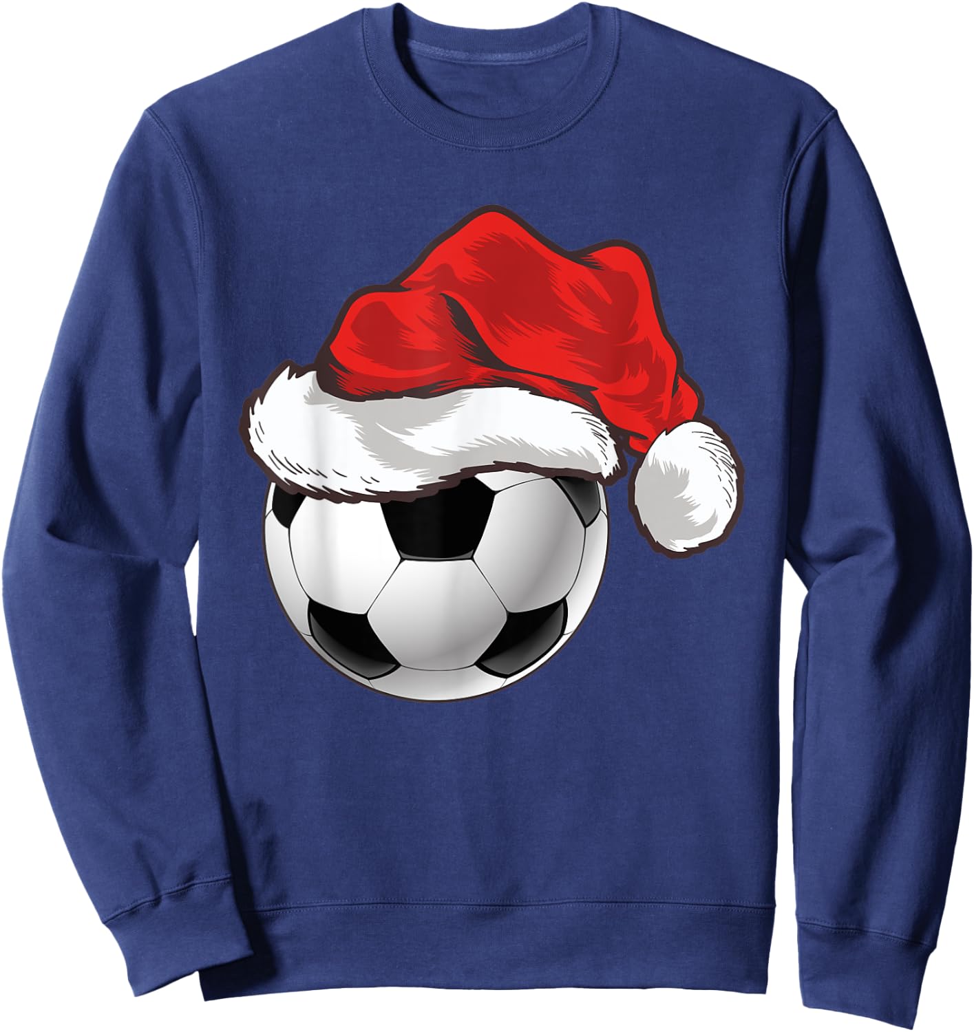 Football Player Xmas Gift Santa Hat Soccer Ball Christmas Sweatshirt - Sweatshirt | Navy