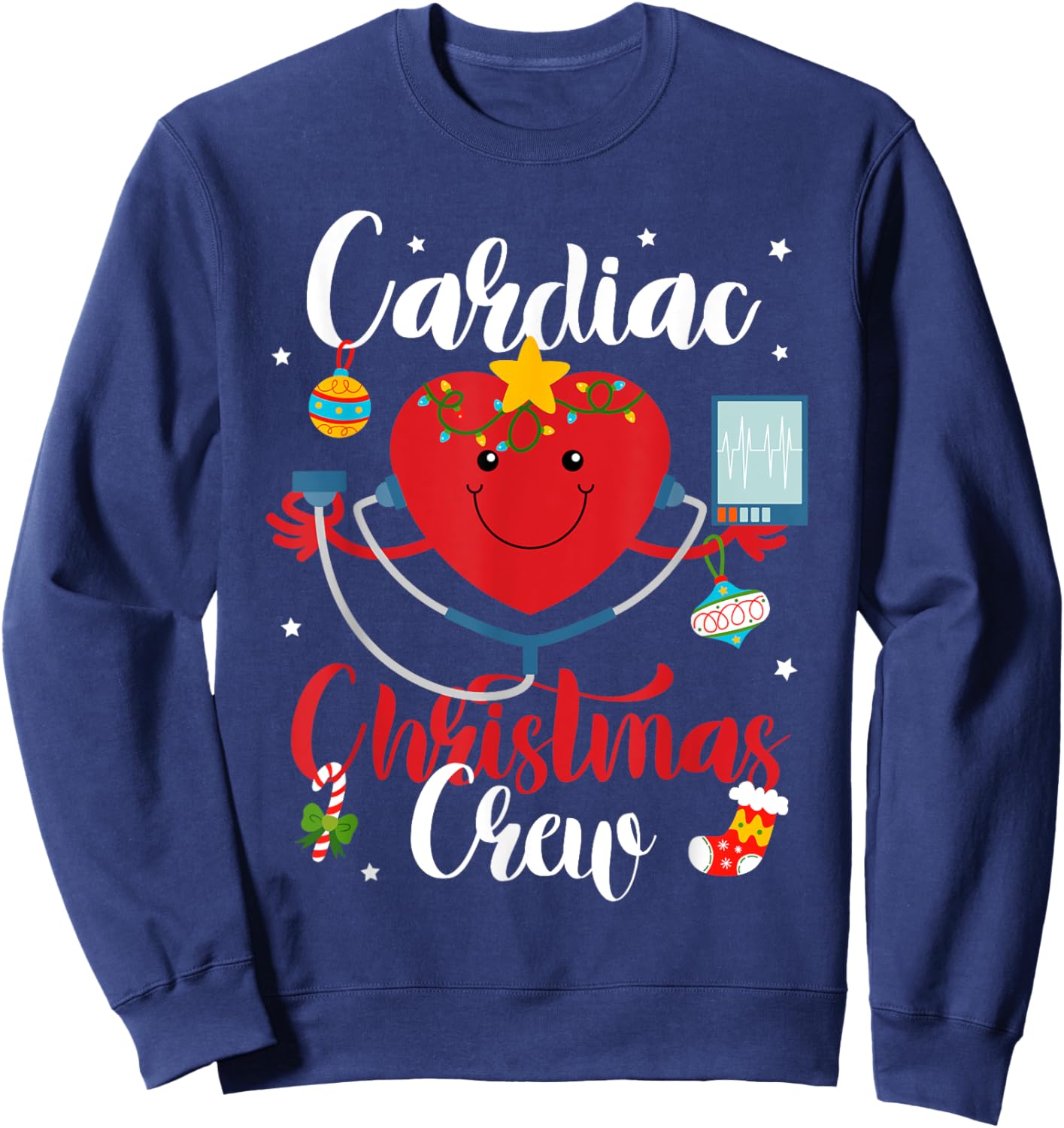 Cardiac Christmas Crew Cardiac Nurse Sweatshirt - Sweatshirt | Navy