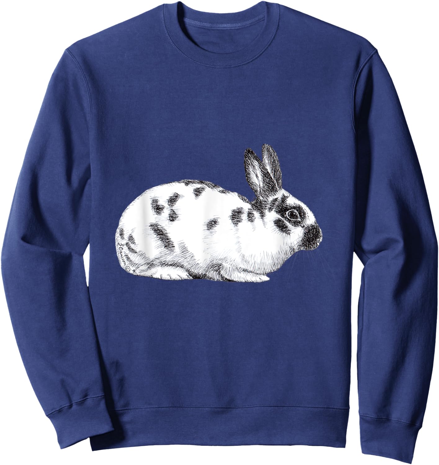 Cute English Spotted Bunny Rabbit Drawing Sweatshirt - Sweatshirt | Navy