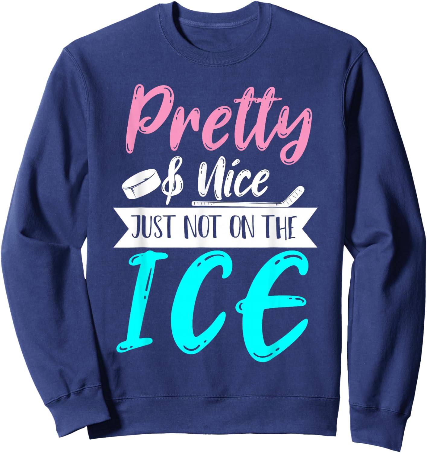 Women Girls Hockey Goalie Hockey Player Funny Ice Hockey Sweatshirt - Sweatshirt | Navy