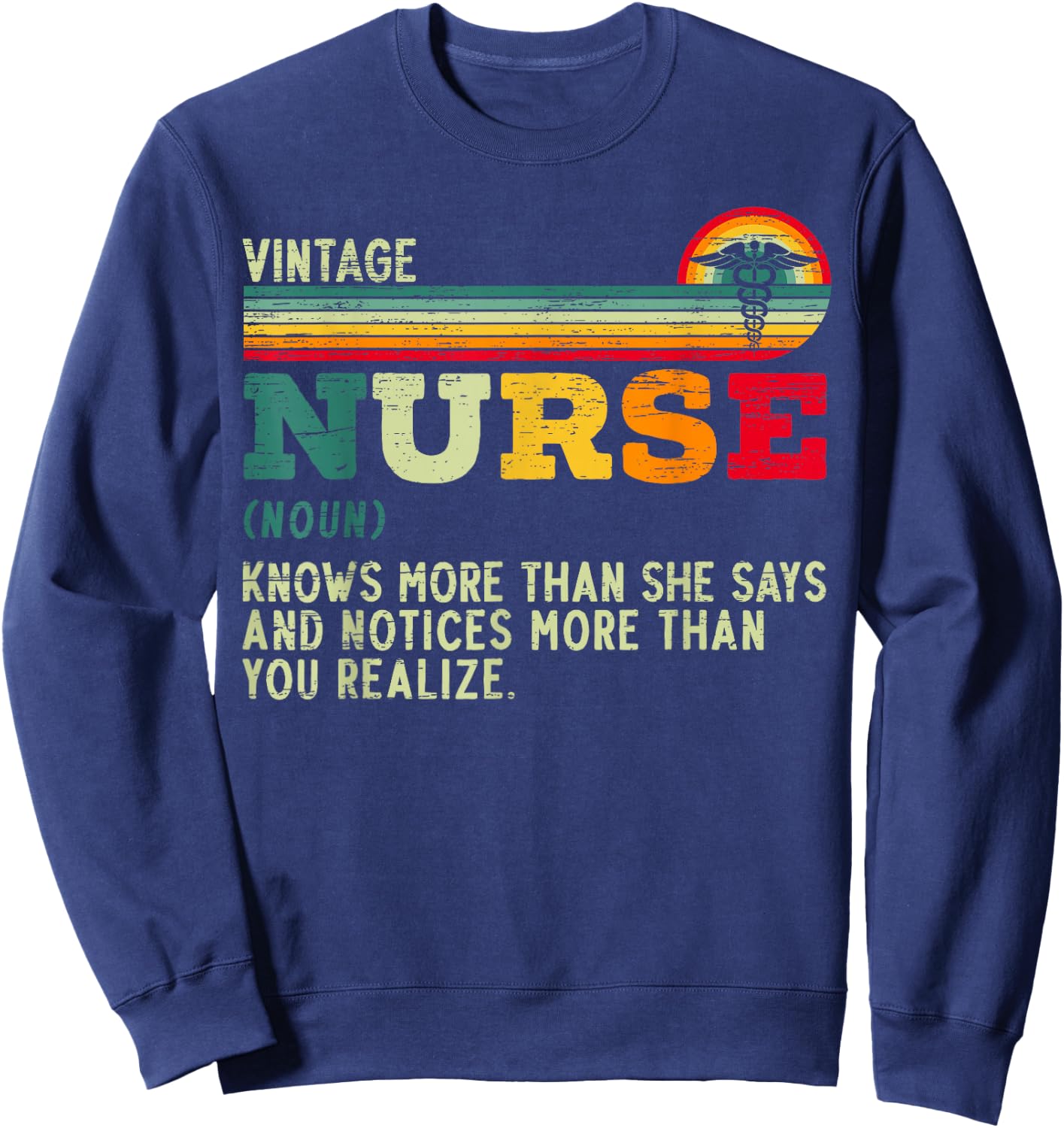 Vintage Nurse Definition Hospital Medical Registered Nursing Sweatshirt - Sweatshirt | Navy