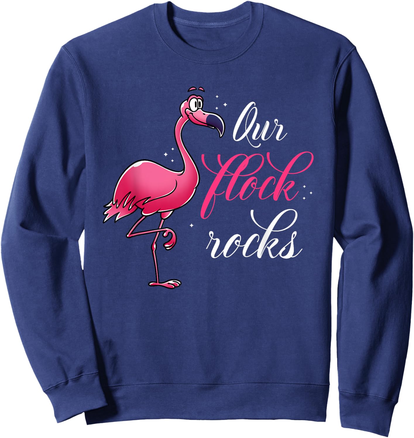 Our Flock Rocks Flamingo Sweatshirt - Sweatshirt | Navy