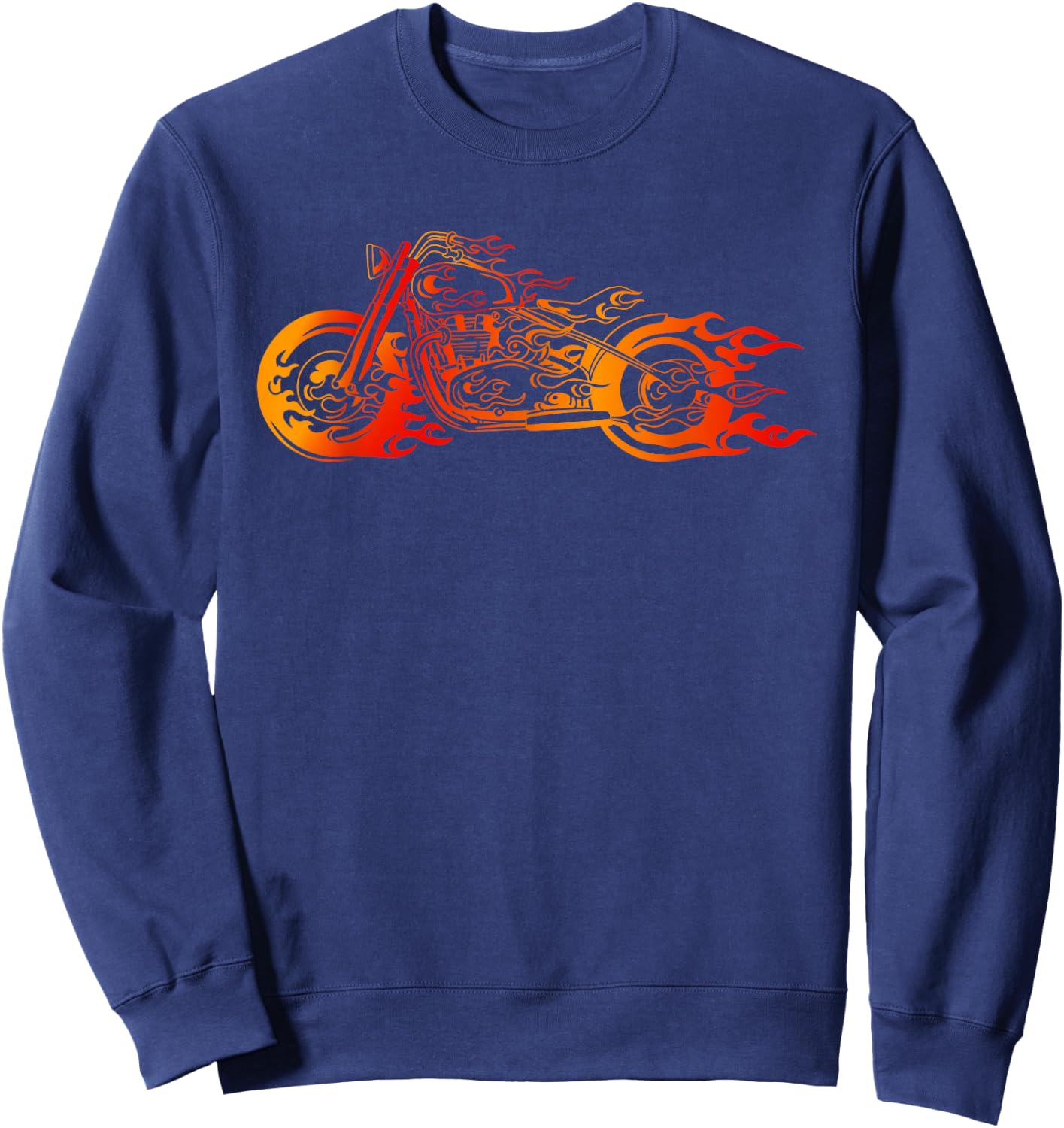 Bruning Fire Bobber - Motorcycle Chopper Biker Motorbike Sweatshirt - Sweatshirt | Navy