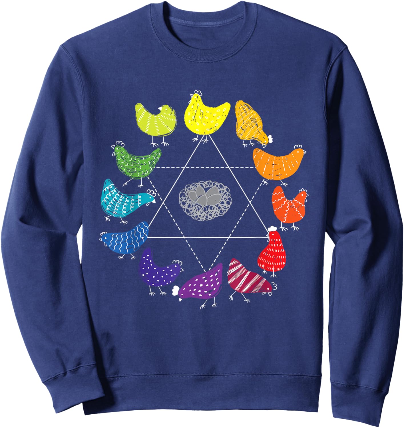 Chicken Themed Color Wheel Educational Art Teacher Artist Men Women Girls Kids Sweatshirt - Sweatshirt | Navy