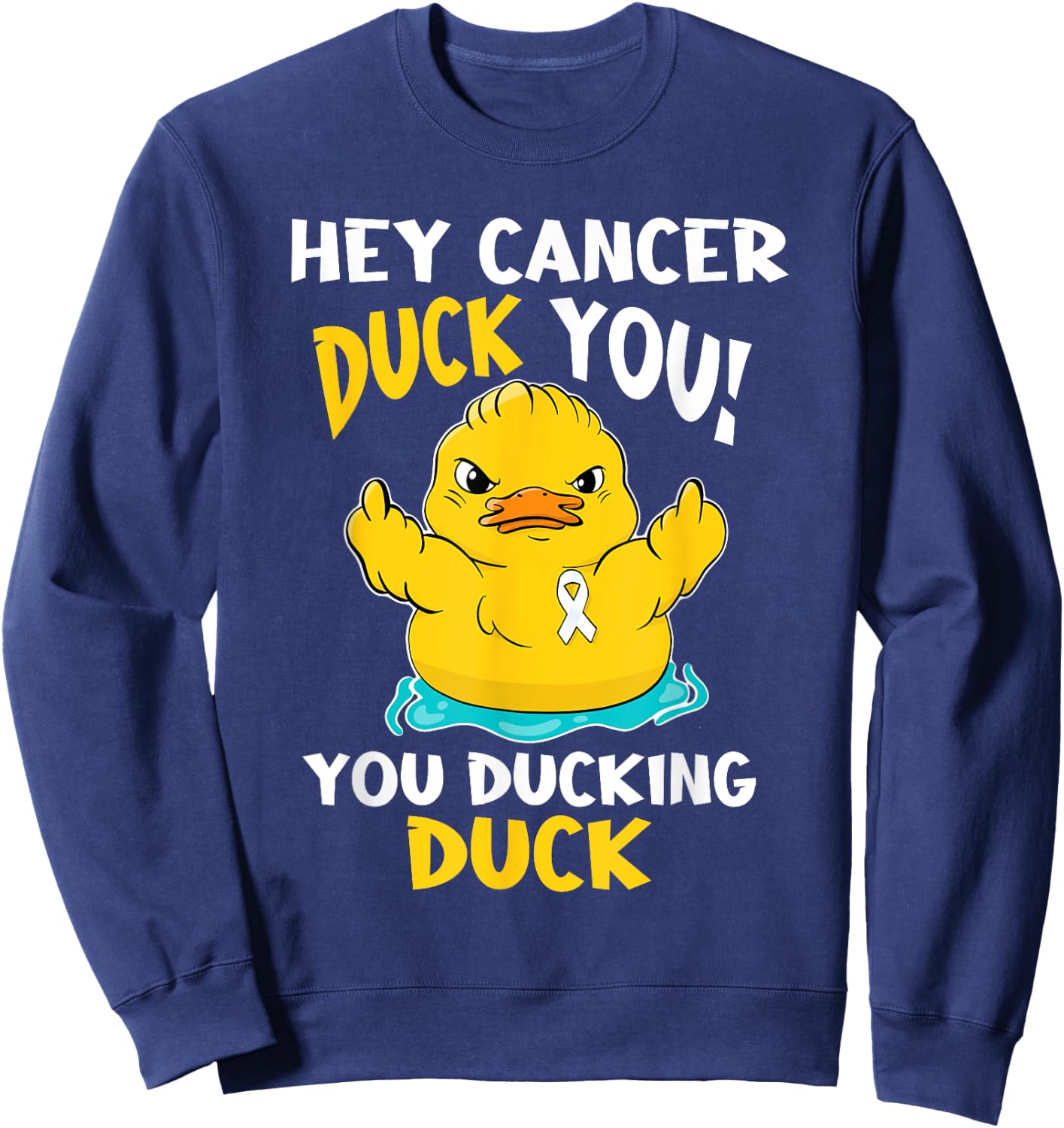 Lung Cancer Warrior Duck Design Together Sweatshirt - Sweatshirt | Navy