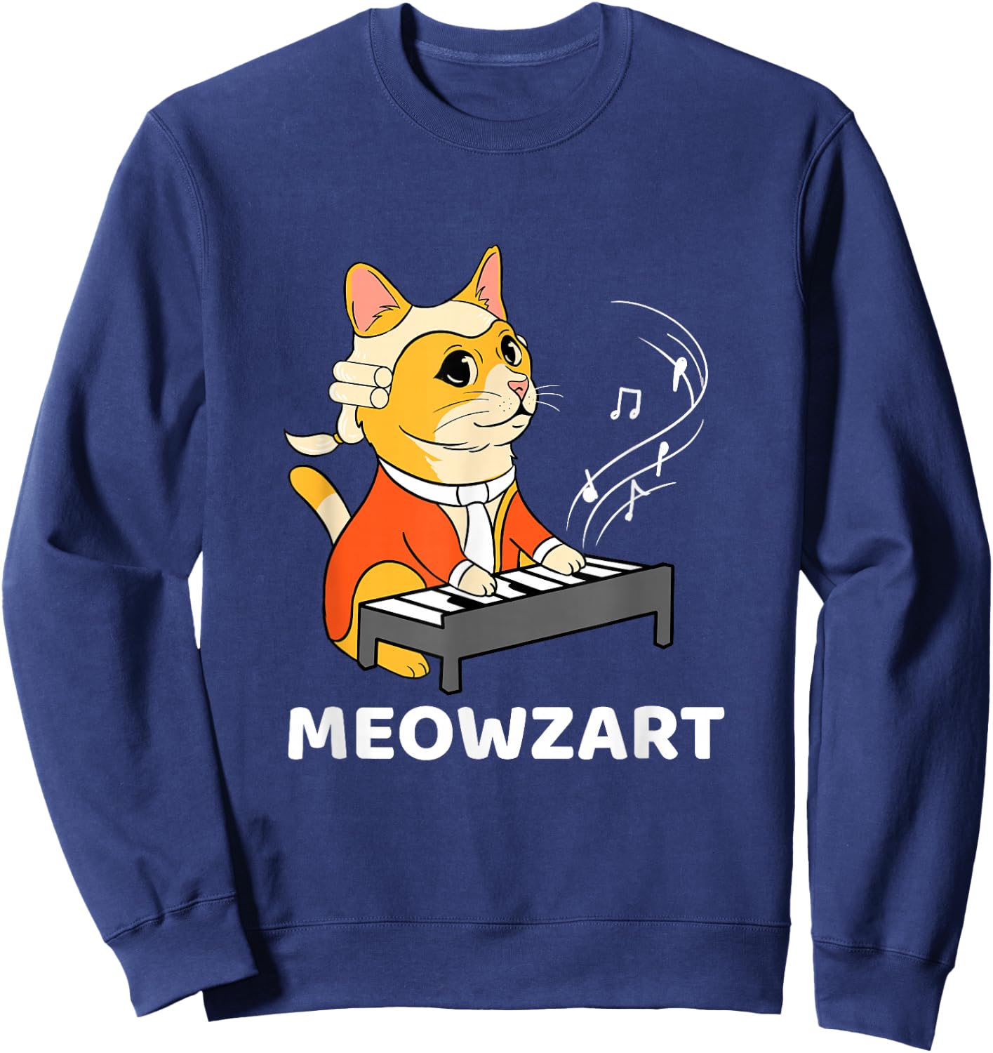 Meowzart Cat Playing Piano Sweatshirt - Sweatshirt | Navy