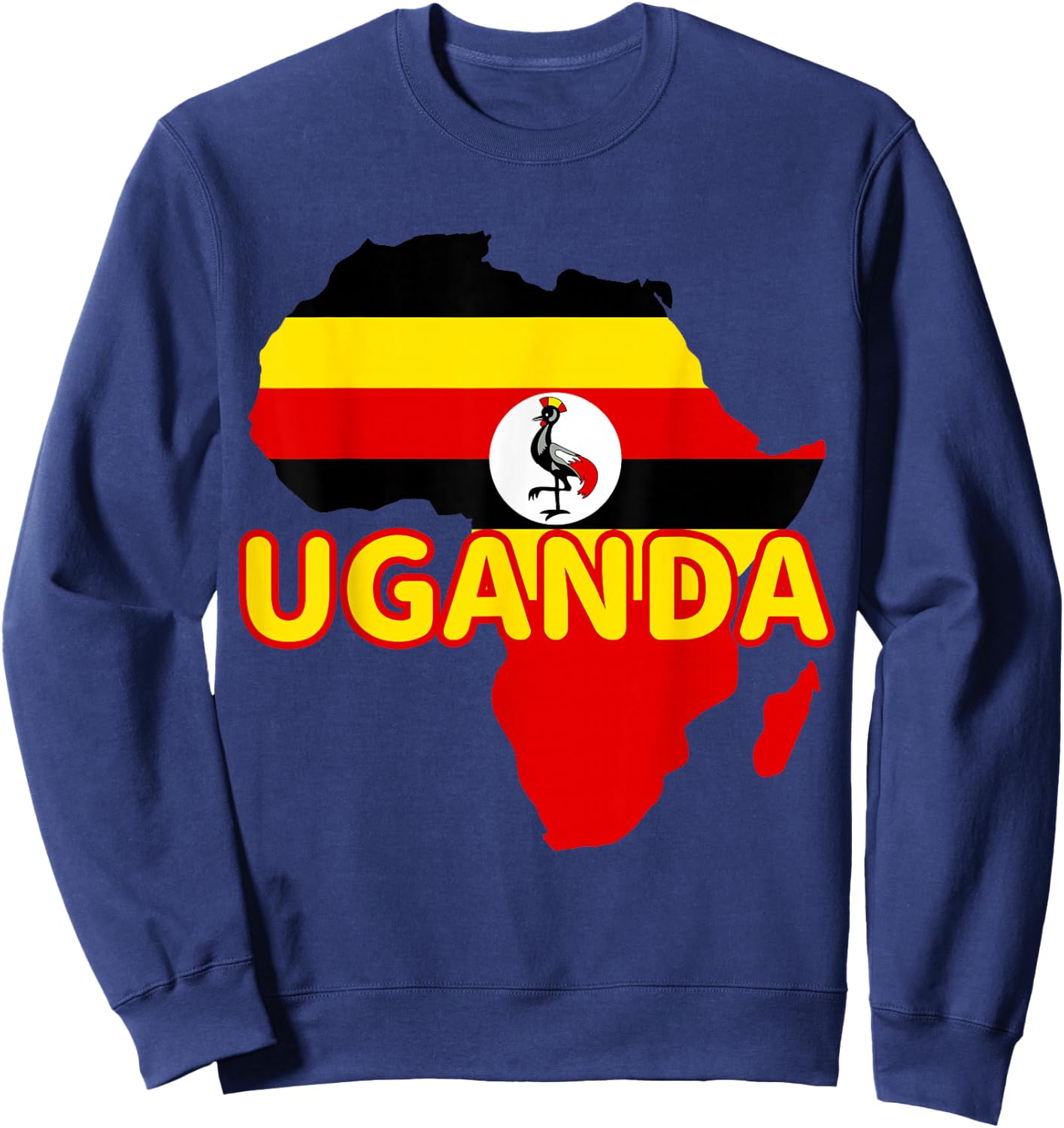 Uganda Ugandan Pride Flag Map Africa Print Sweatshirt - Sweatshirt | Navy