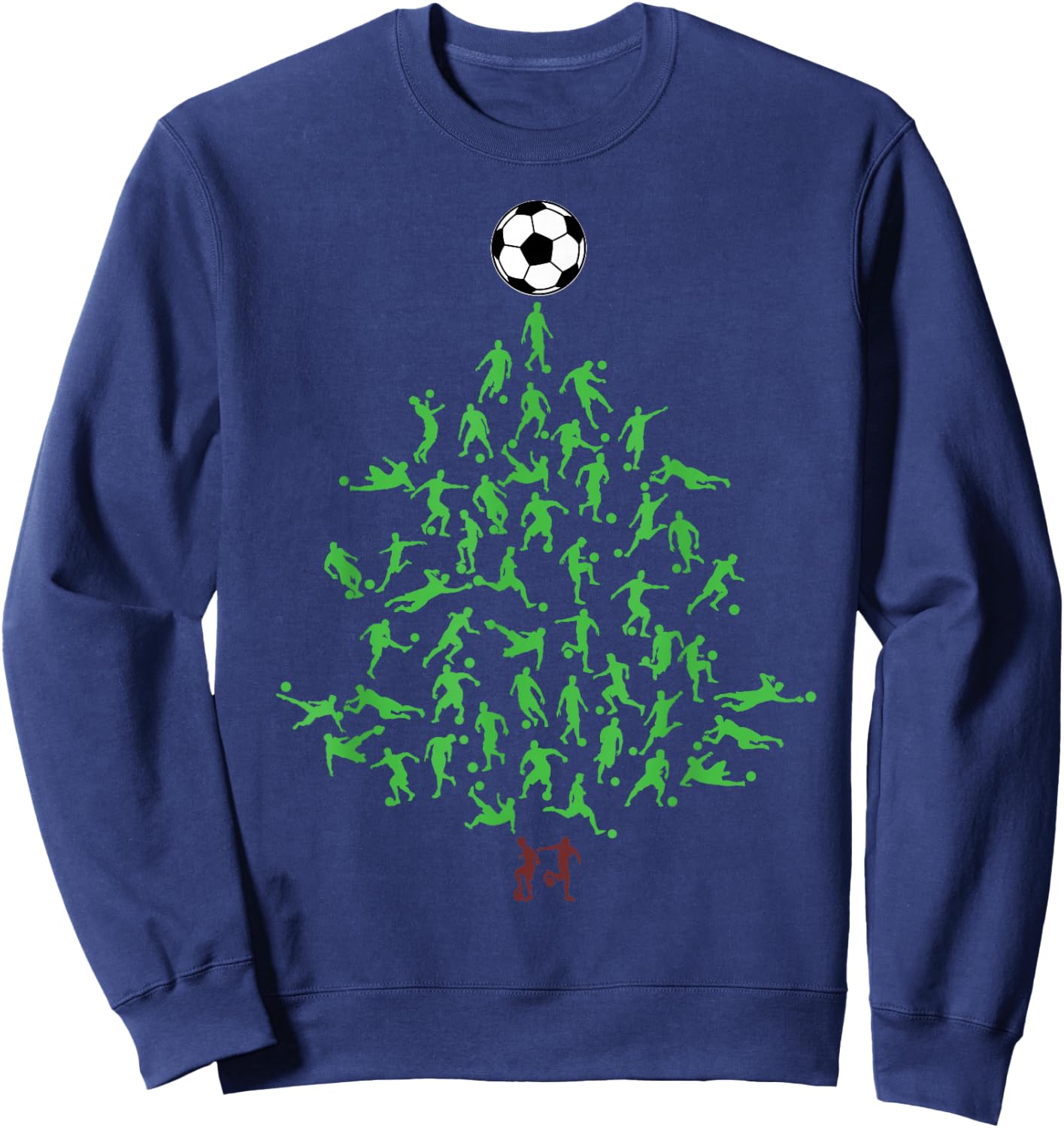 Soccer Player Christmas Tree Xmas, Soccer Christmas Sweatshirt - Sweatshirt | Navy
