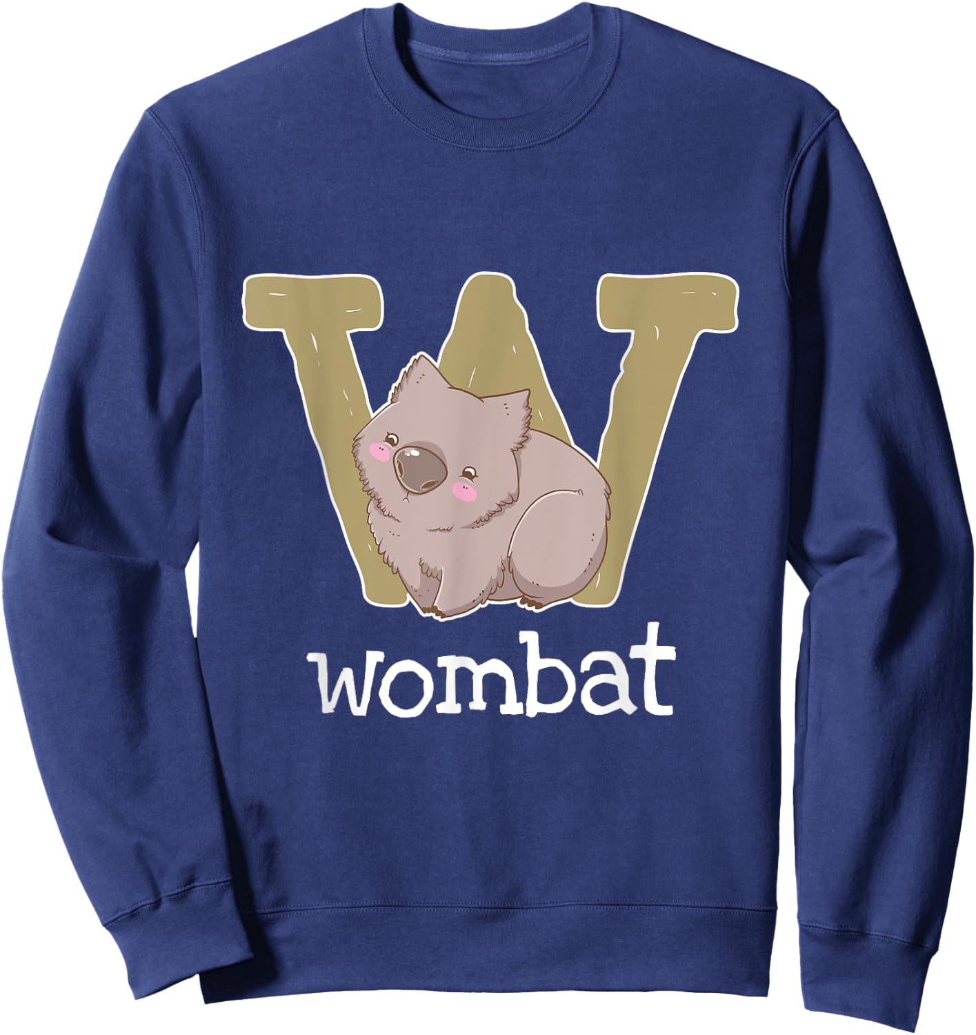 Wombat Alphabet Australia Animals Lover Kids Sweatshirt - Sweatshirt | Navy