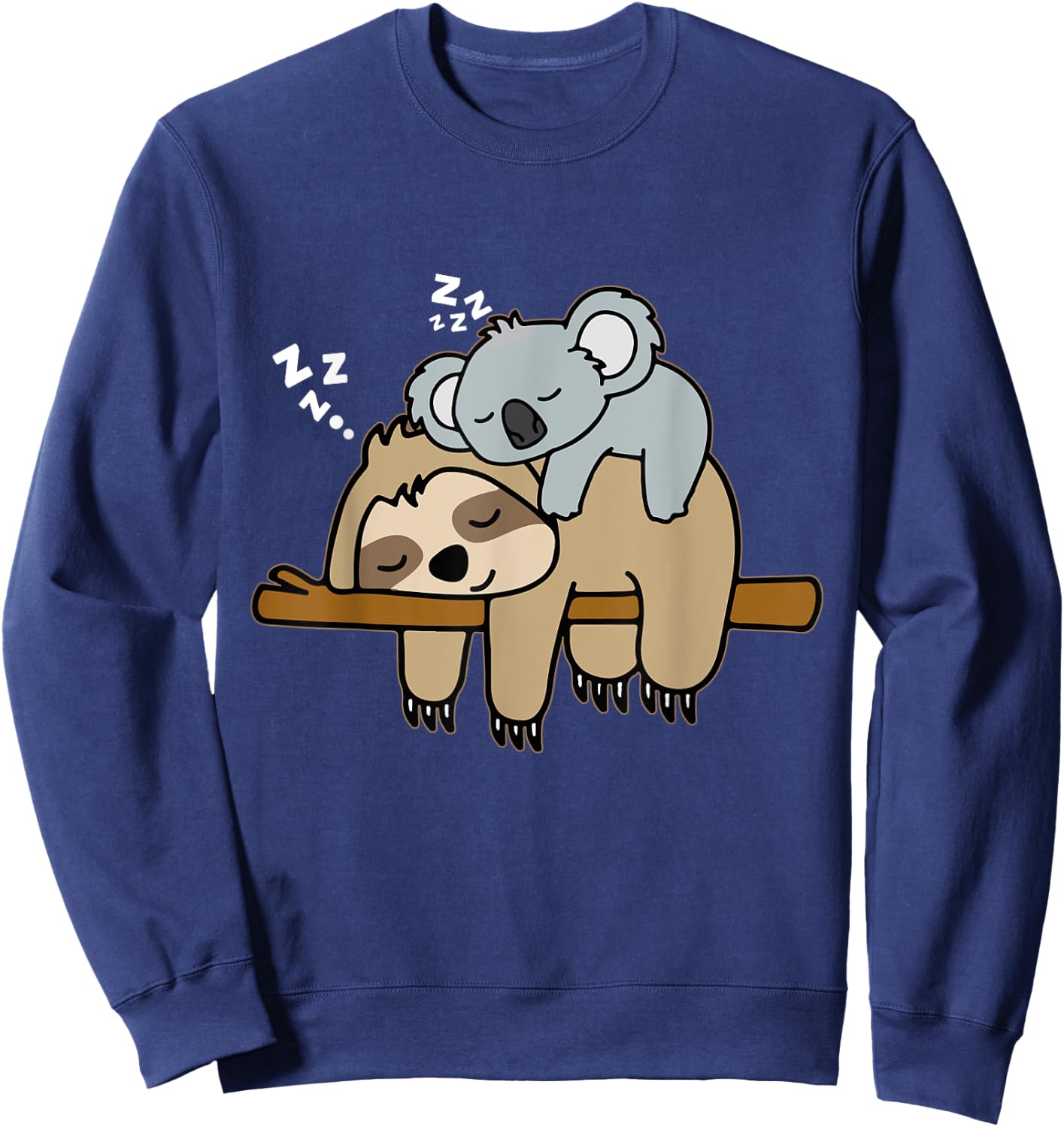 Funny Cute Lazy Sloth & Baby Koala Mama Bear Nap Sweatshirt - Sweatshirt | Navy
