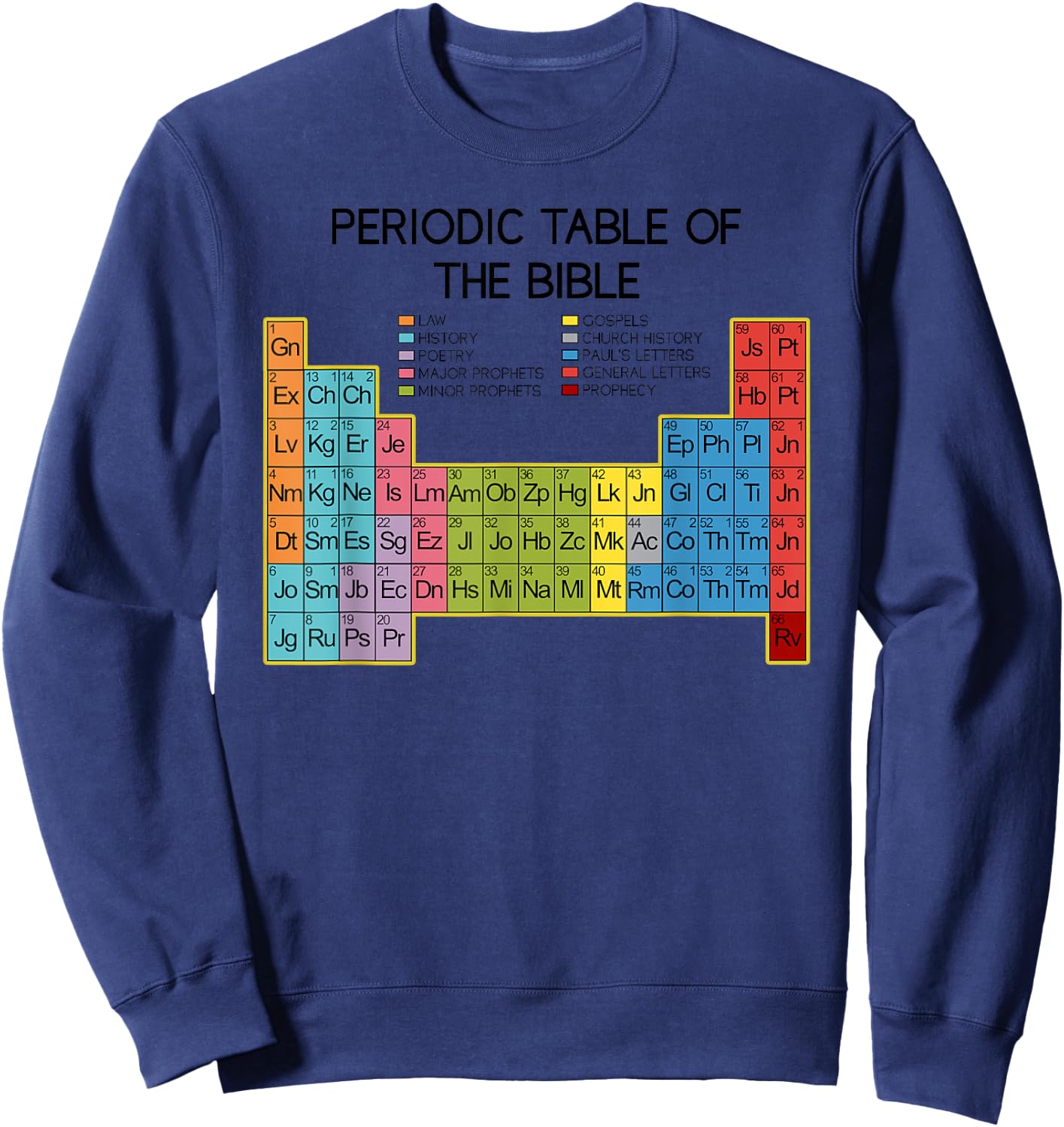 Christian Gift - Word of God - Periodic Table of The Bible Sweatshirt - Sweatshirt | Navy
