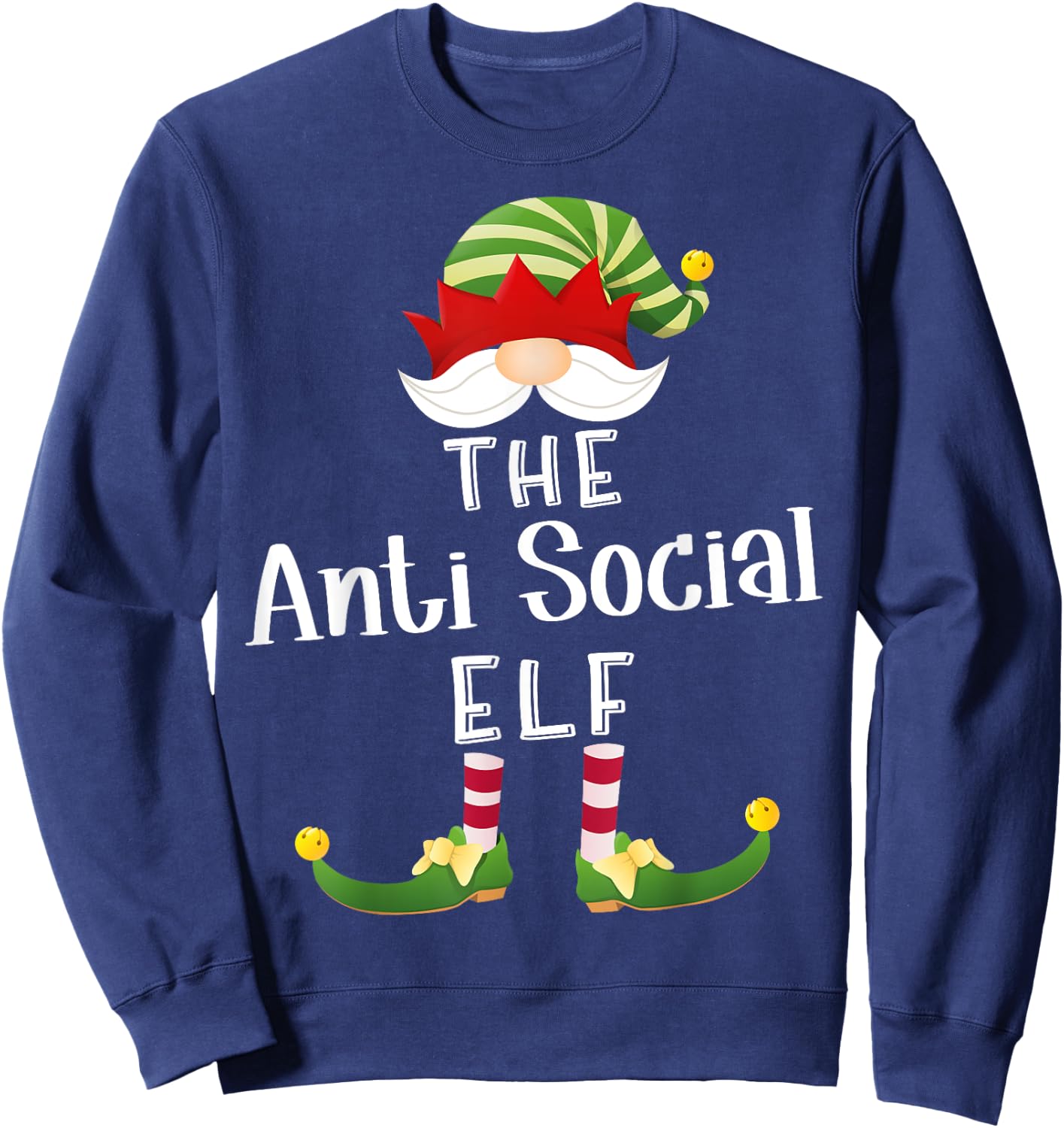 Anti Social Elf Group Christmas Funny Pajama Party Sweatshirt - Sweatshirt | Navy