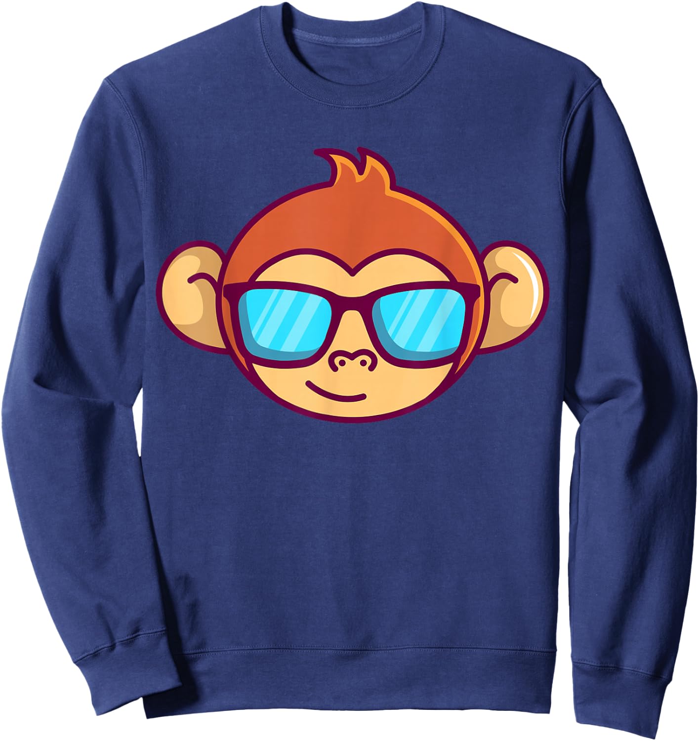 Cute Monkey With Sunglasses For Kids Who Love Monkeys Sweatshirt - Sweatshirt | Navy