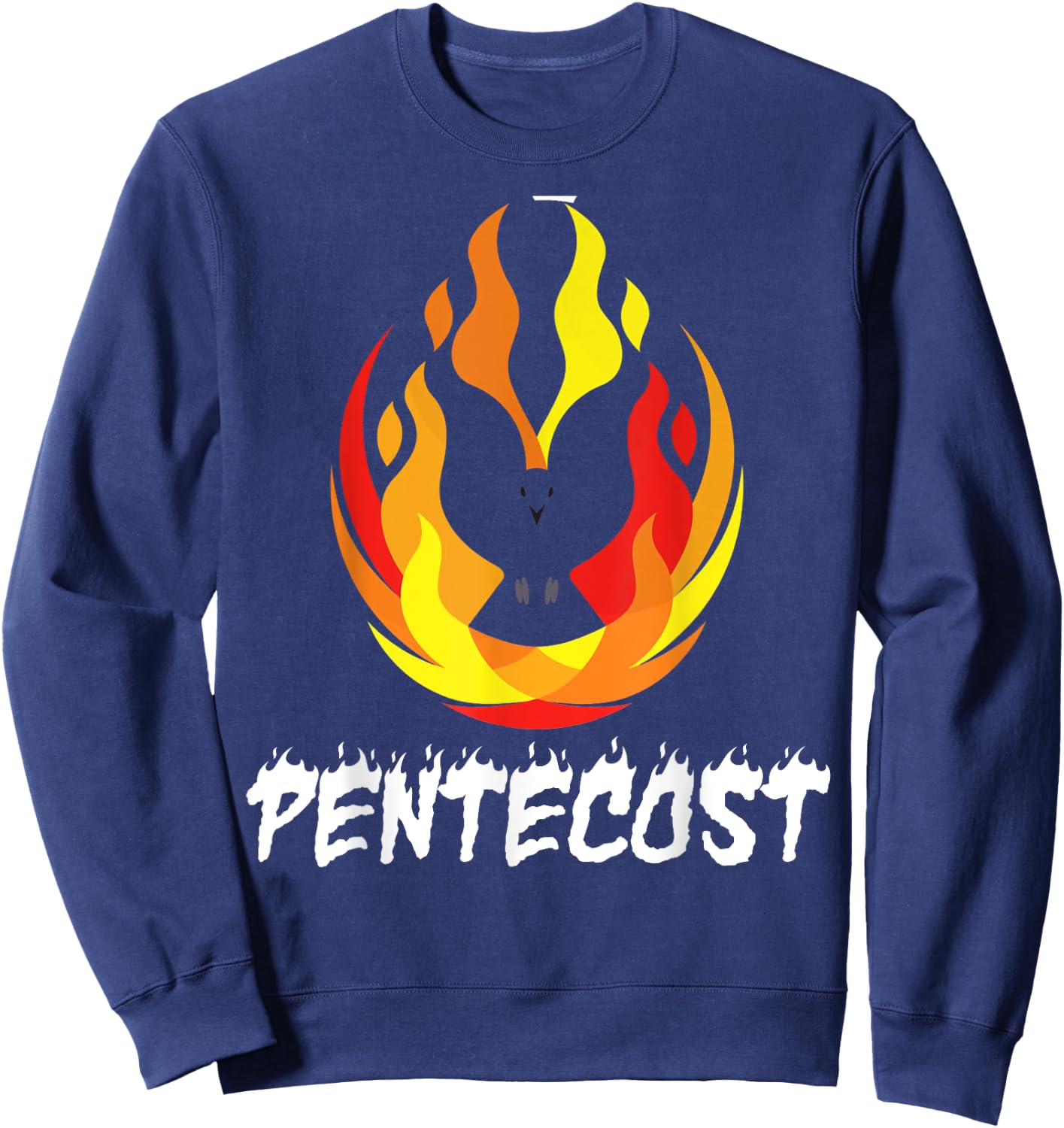 Pentecost Doves Tongues of Fire Flame Acts Holy Spirit Sweatshirt - Sweatshirt | Navy