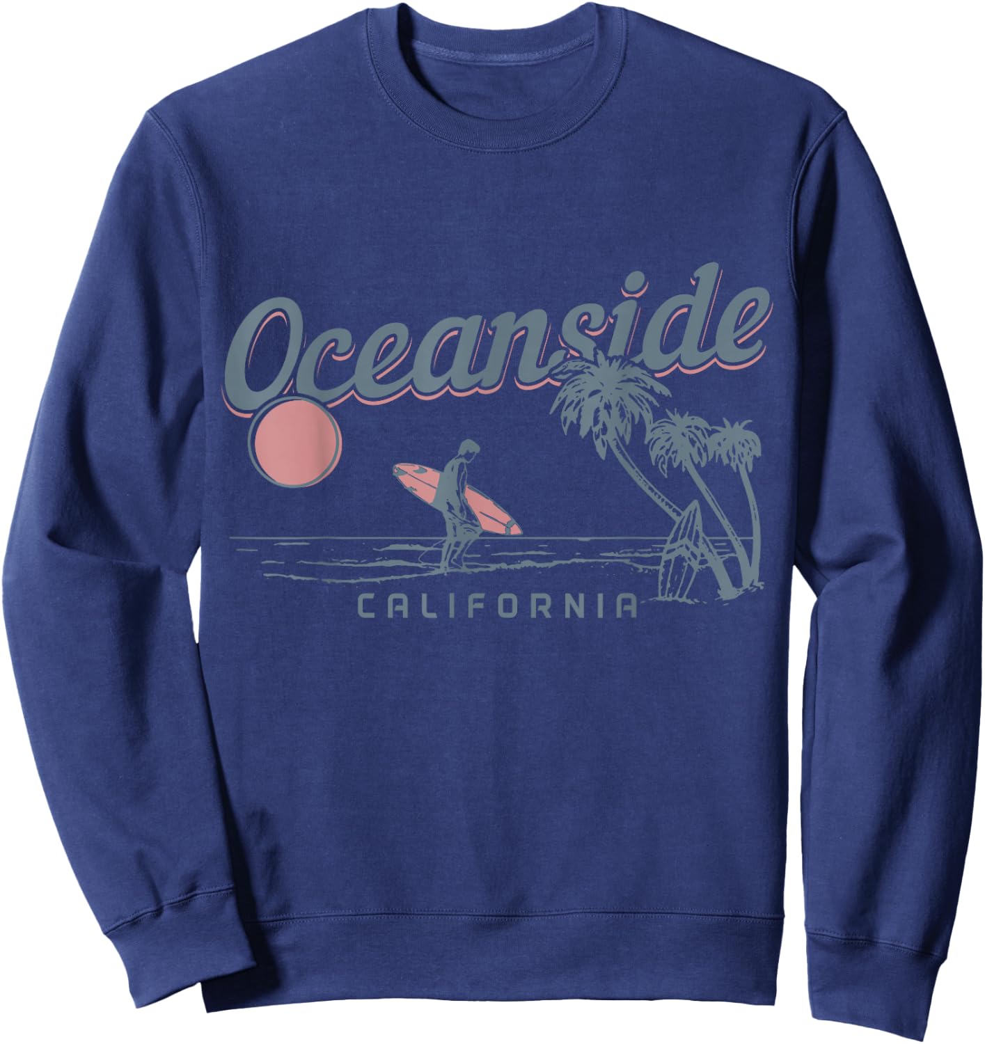 Oceanside California Surf Beach Vintage Souvenir Surfer Sweatshirt - Sweatshirt | Navy