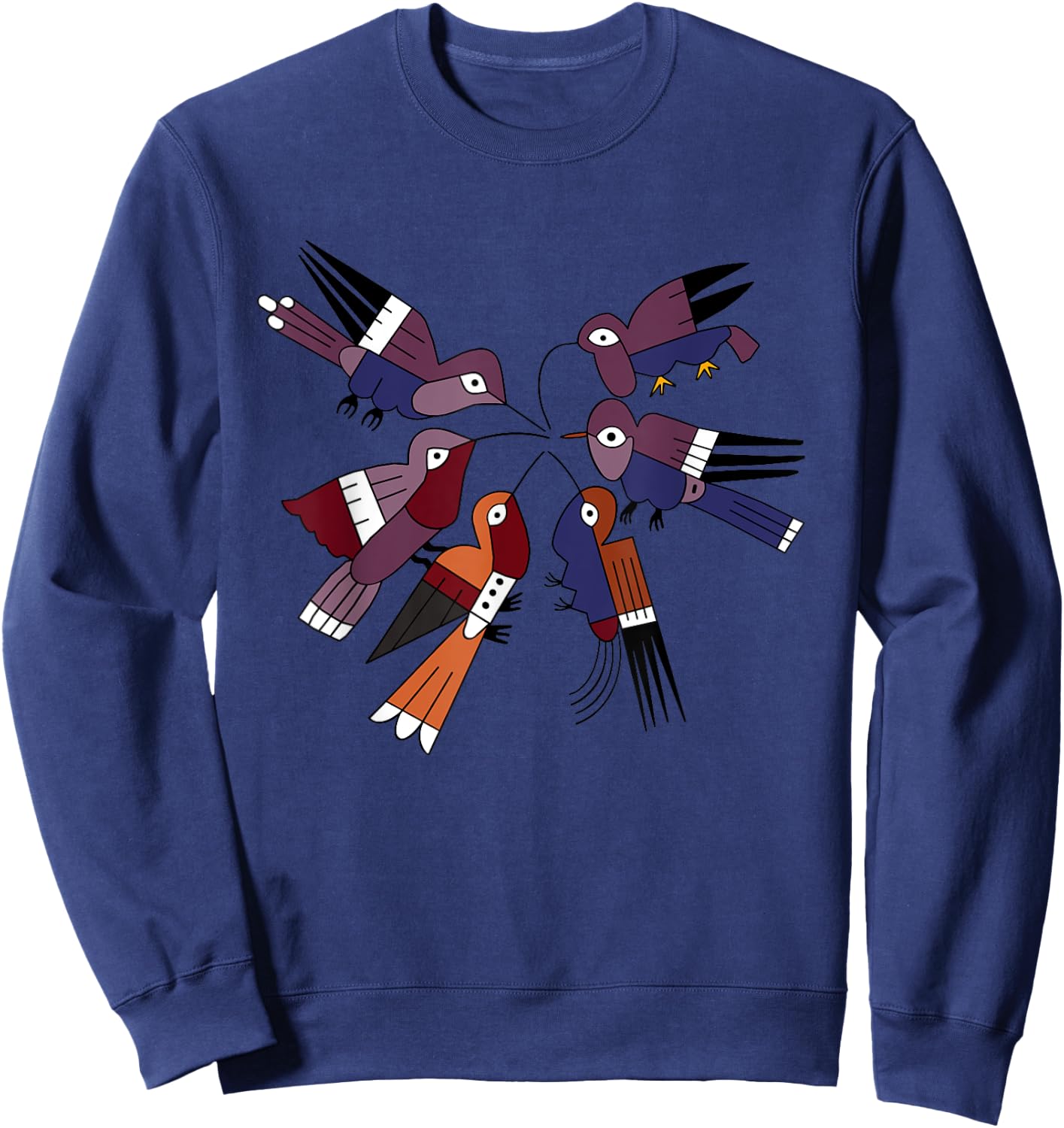 Nazca Hummingbird Tribal Ceramic Art Ancient Birds Peru Bird Sweatshirt - Sweatshirt | Navy