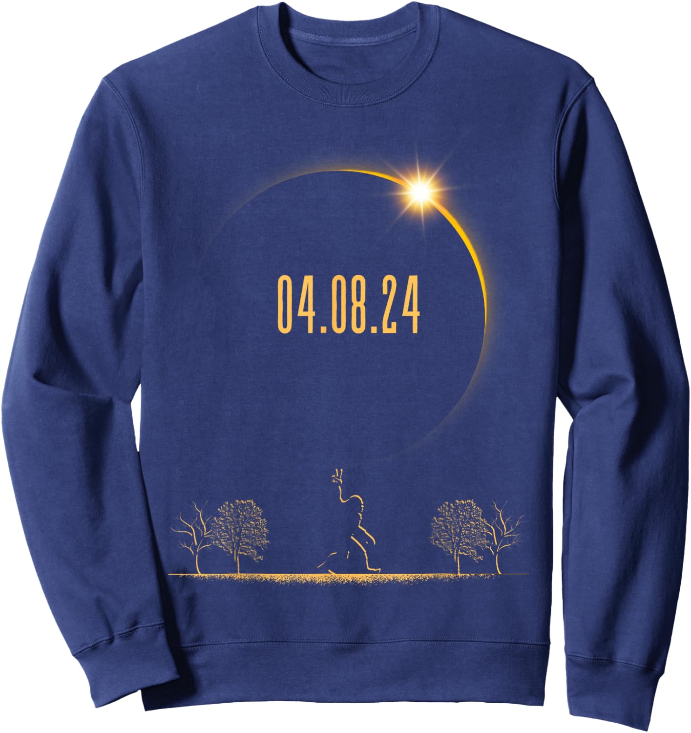 Bigfoot 04.08.24 Total Solar Eclipse 2024 Sweatshirt - Sweatshirt | Navy