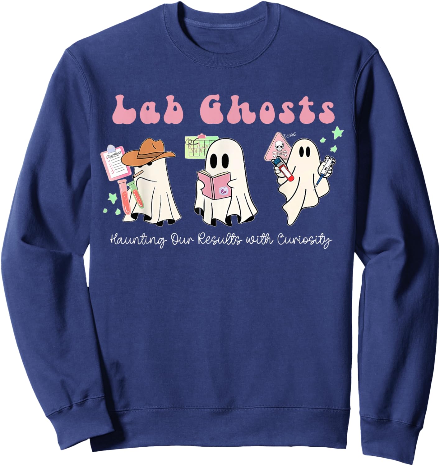 Halloween Costume Ghost Teacher Laboratory Lab Technologist Men Women Sweatshirt - Sweatshirt | Navy