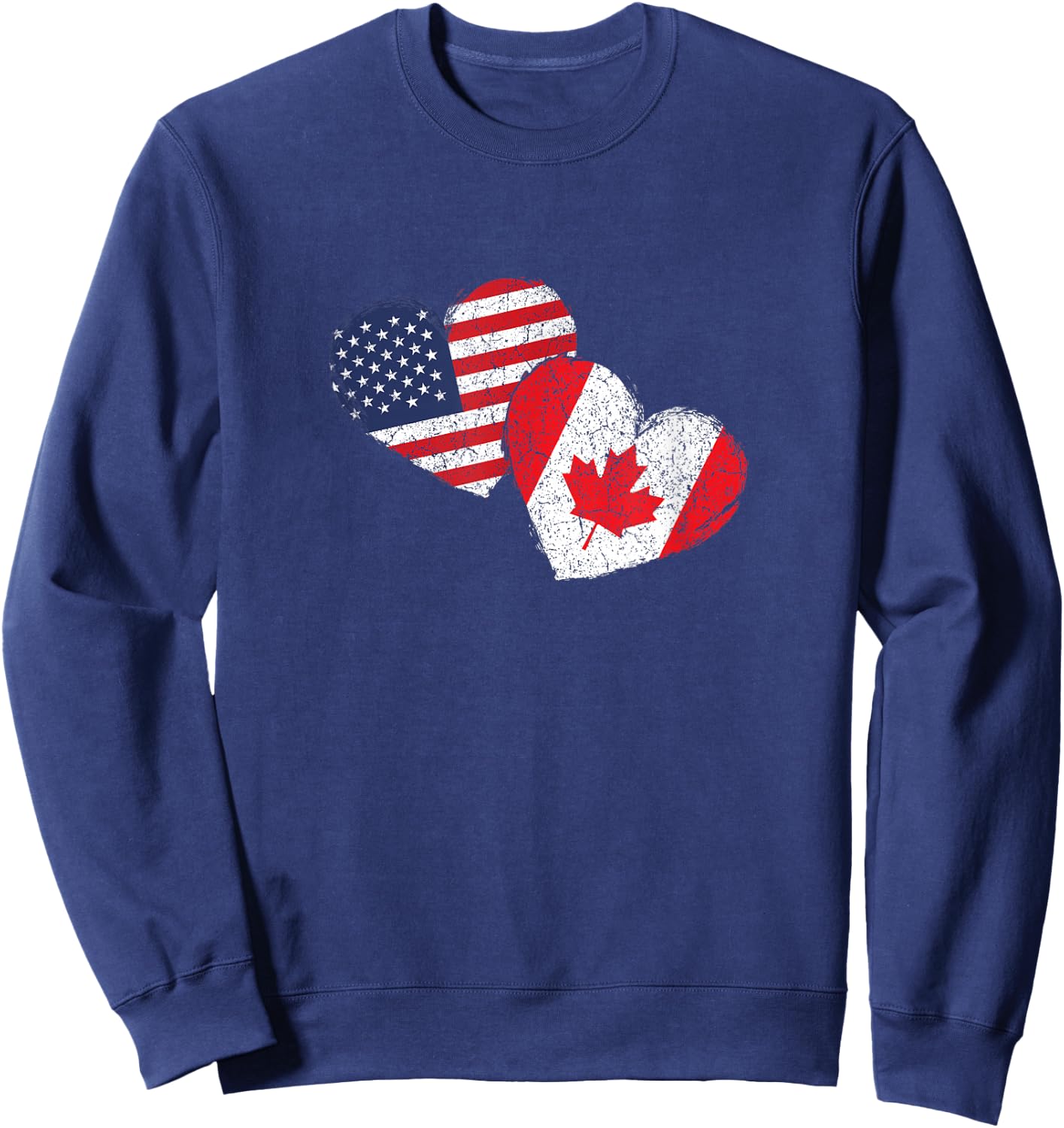 USA Canada Heart Country Flag American Canadian Sweatshirt - Sweatshirt | Navy