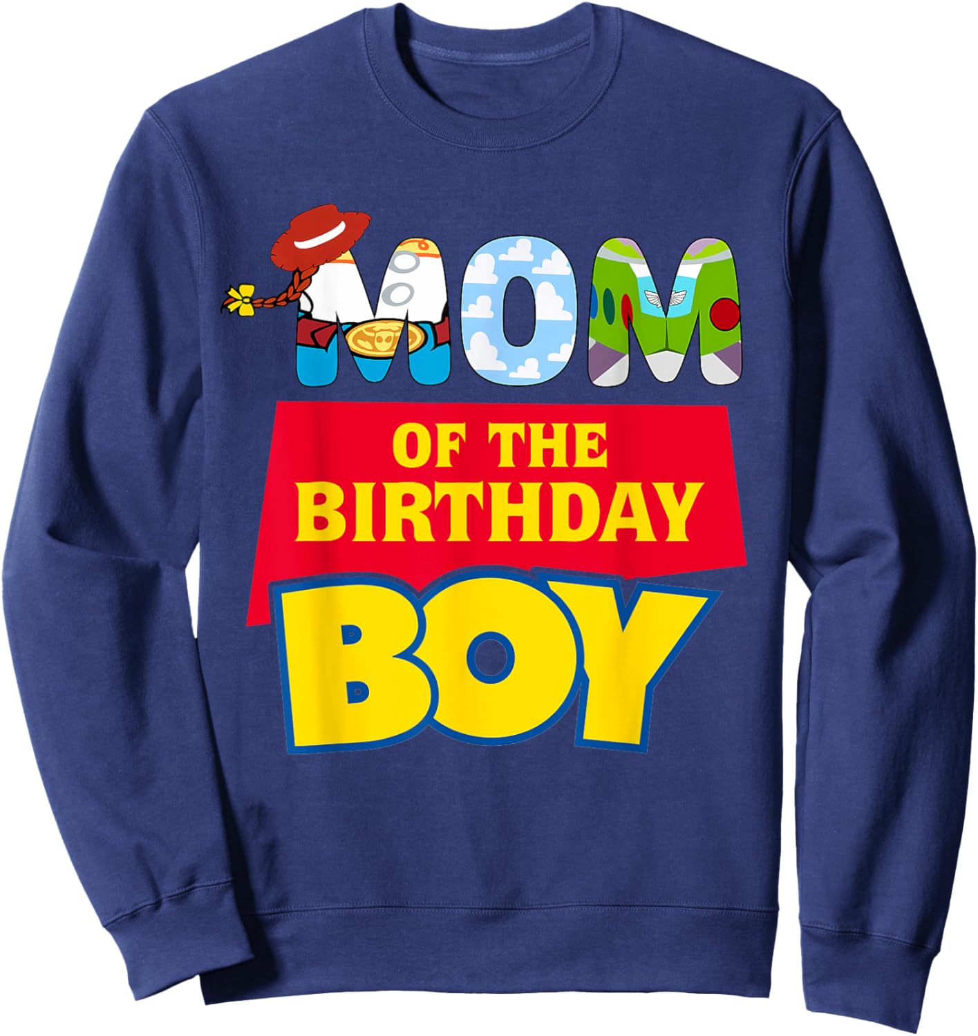Mom Of The Birthday Boy Funny Story Family Matching Toy Sweatshirt - Sweatshirt | Navy