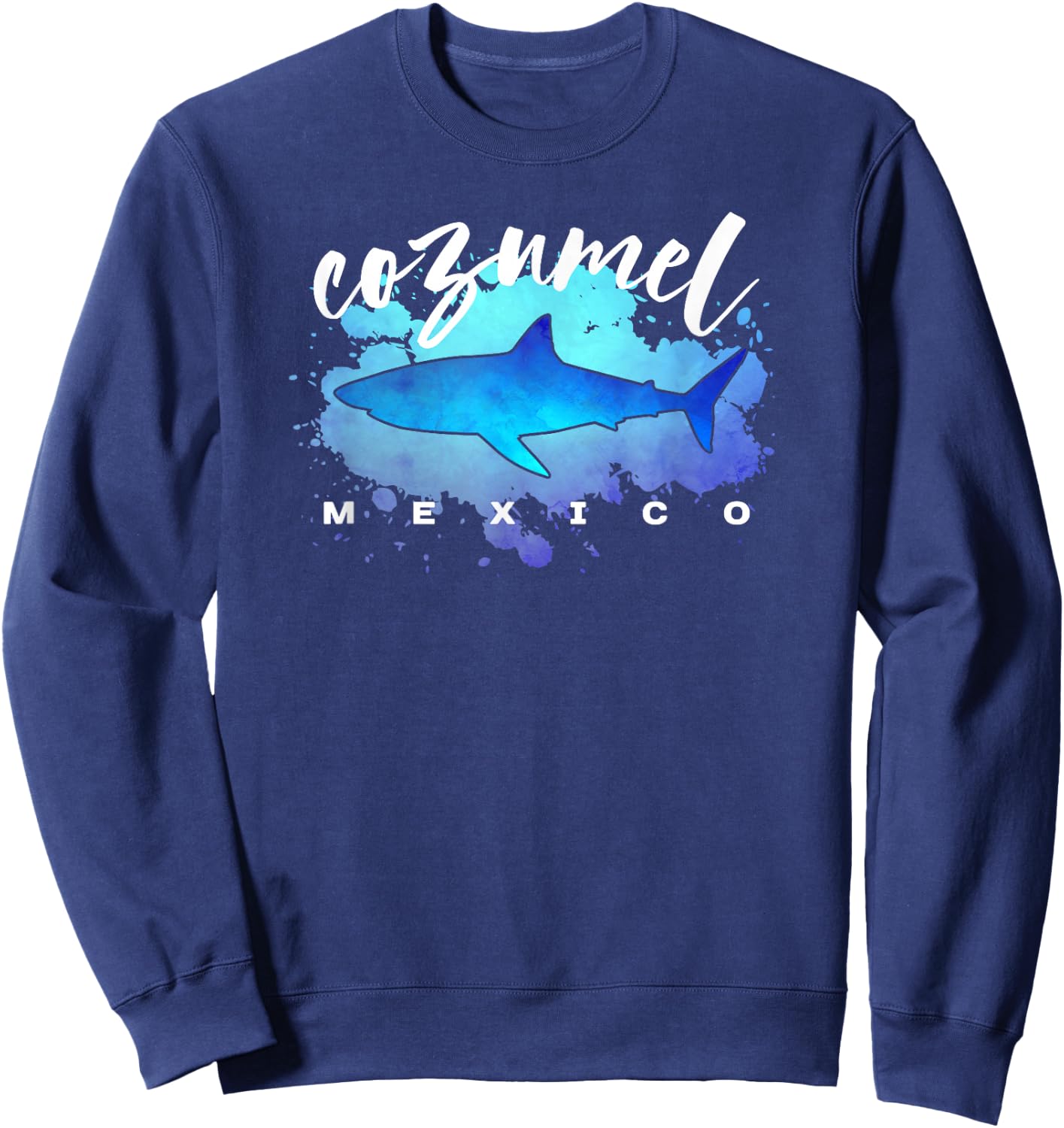 COZUMEL MEXICO Shark Scuba Diver Spring Break Vacation Retro Sweatshirt - Sweatshirt | Navy