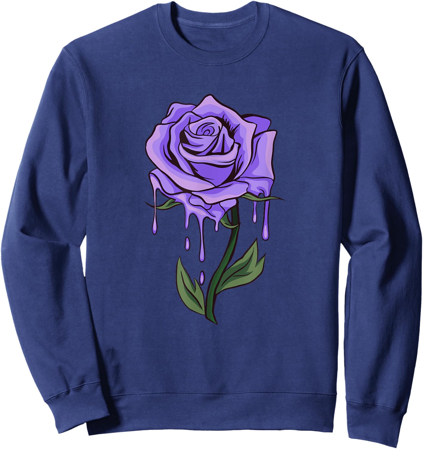 Purple Aesthetic Rose Soft Grunge Pastel Goth Punk Floral Sweatshirt - Sweatshirt | Navy